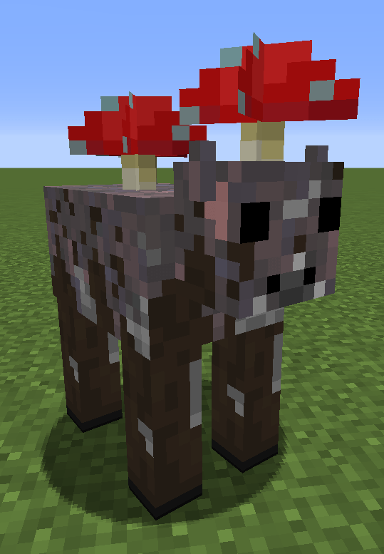 I made my mooshrooms look like they were infected by the mycelium. r