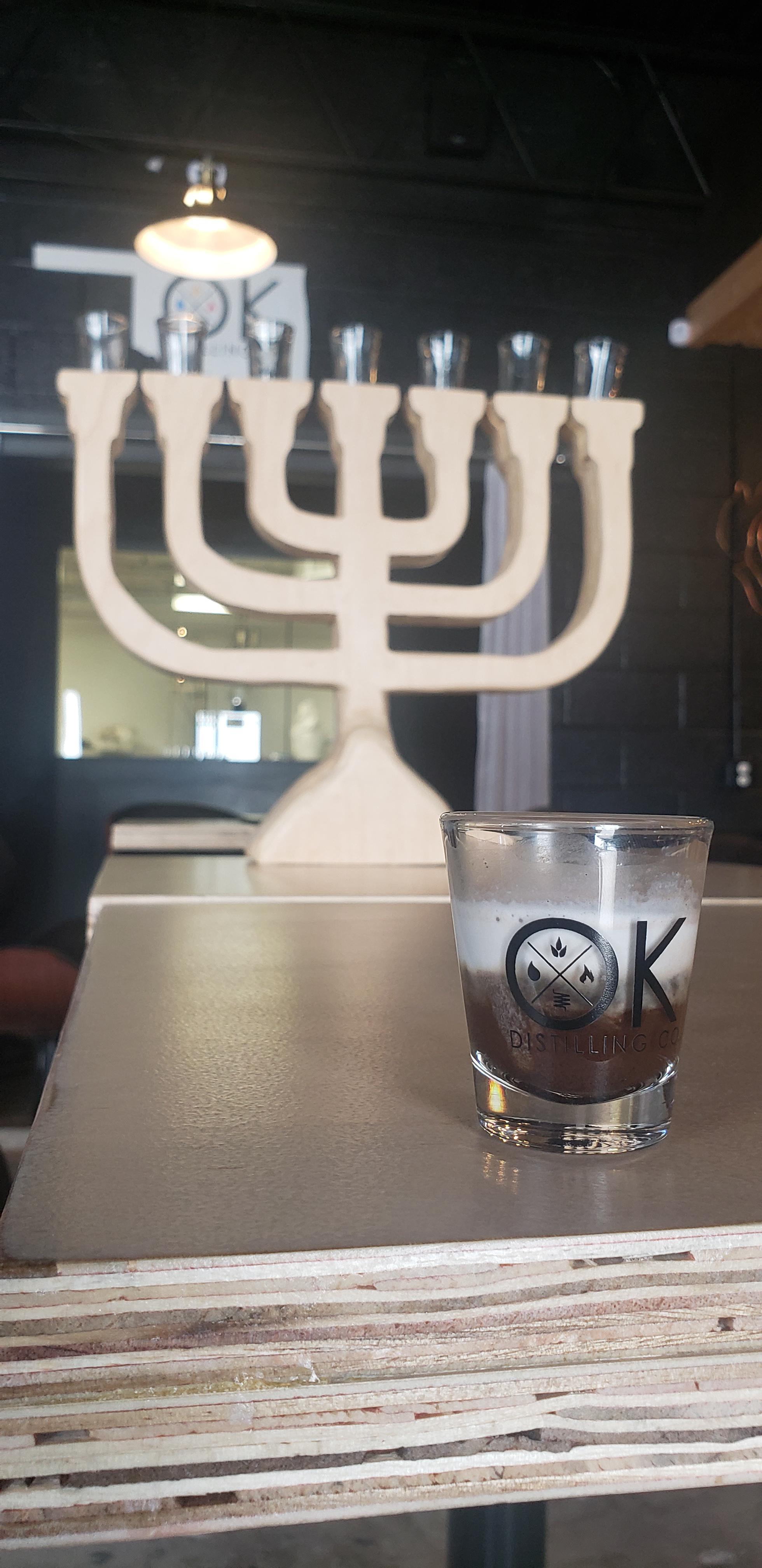 I made my [jewish] boss a Menorah shot glass holder for the distillery