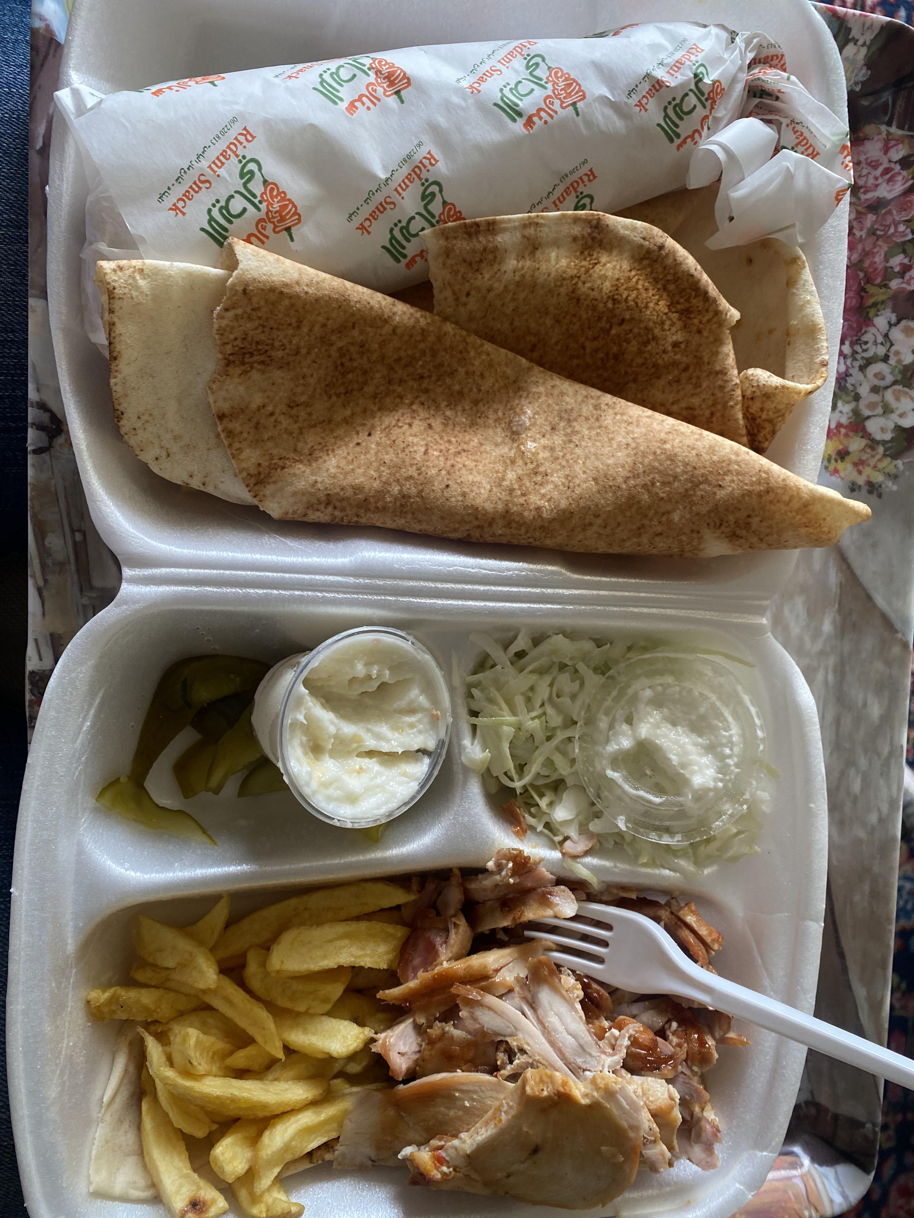 Shawarma plates are absolutely underrated. Al Ridani Tripoli chicken