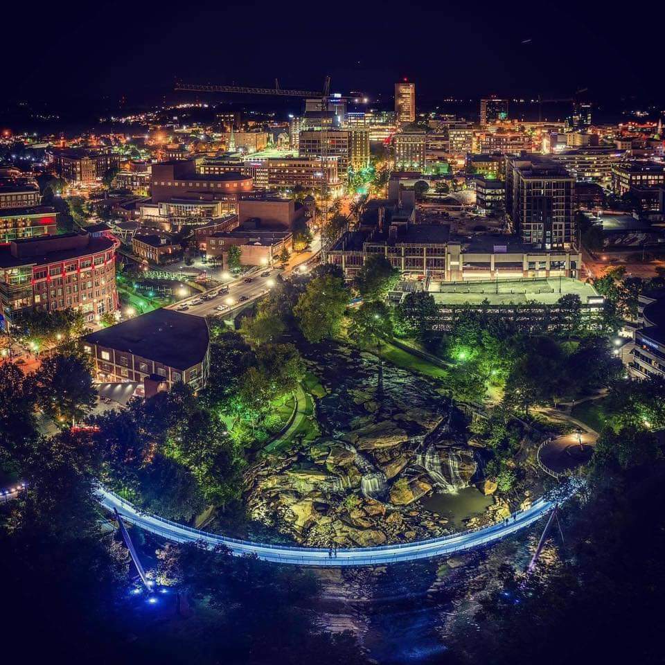 Downtown Greenville SC at night r/BeAmazed