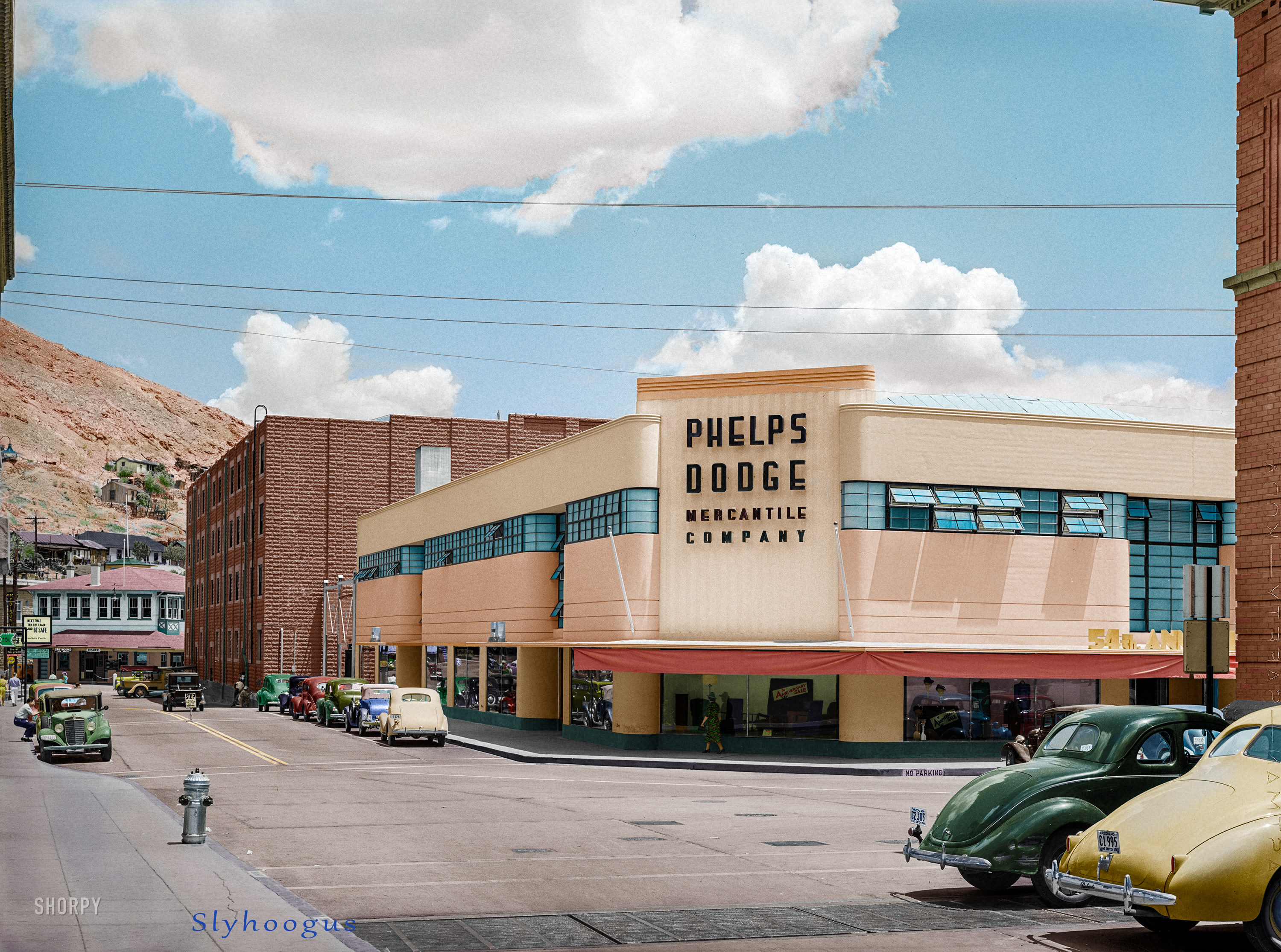 Circa 1940. Bisbee Arizona Phelps Dodge Mercantile, Dell b's first