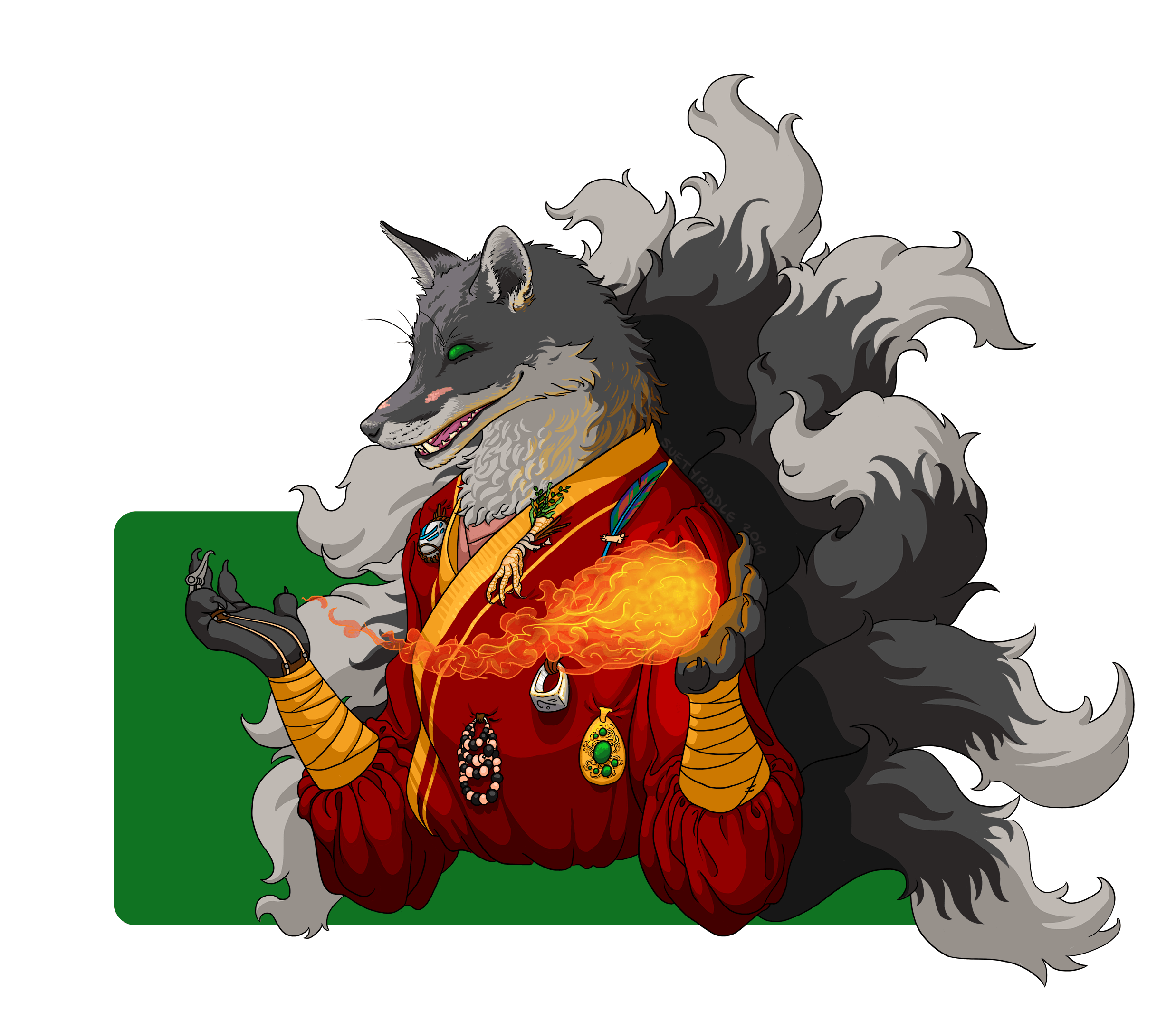 [OC][ART] This super fun kitsune sorceror commission I finished