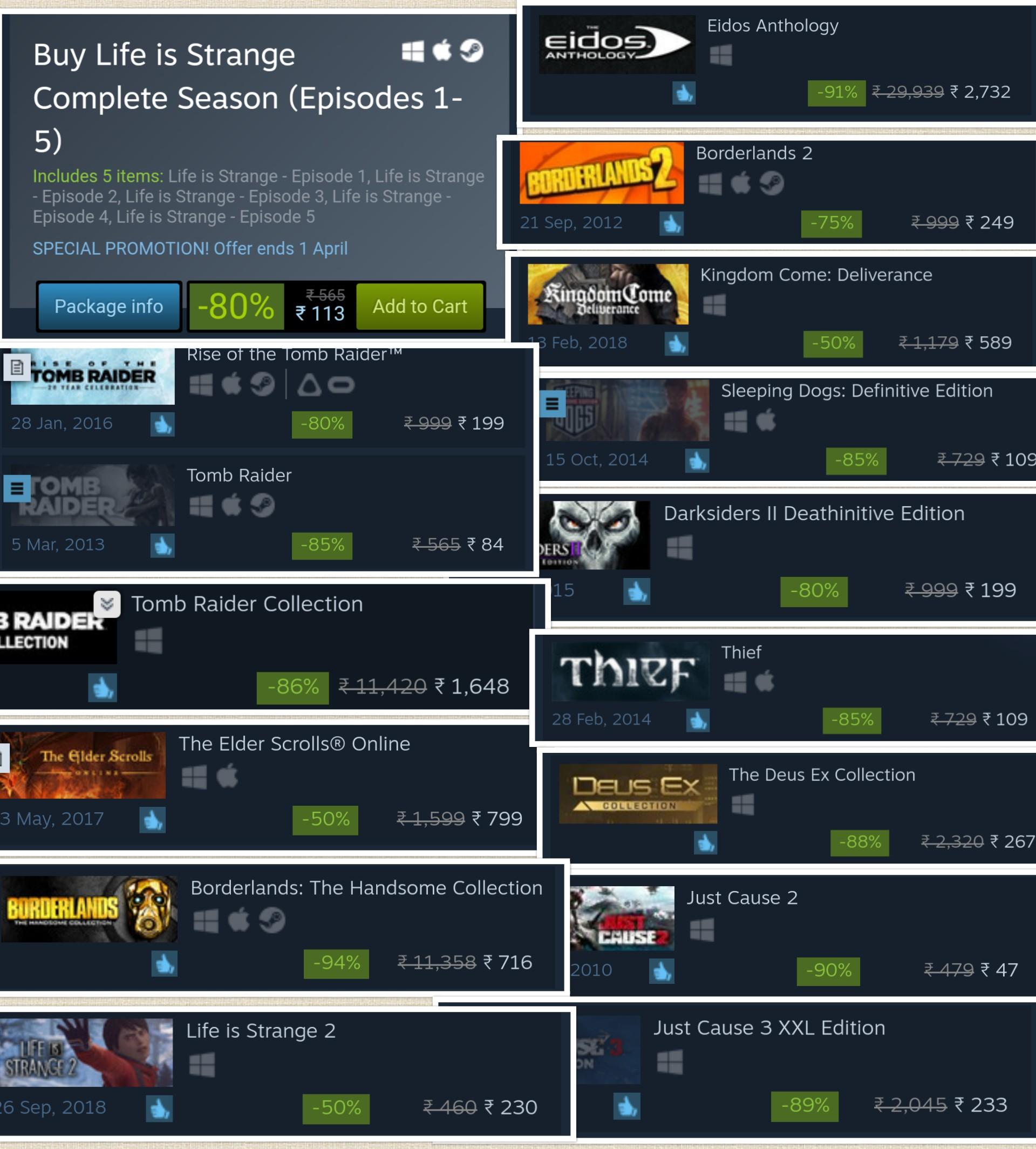 Tried to compile all the best offers on Steam store right now. r