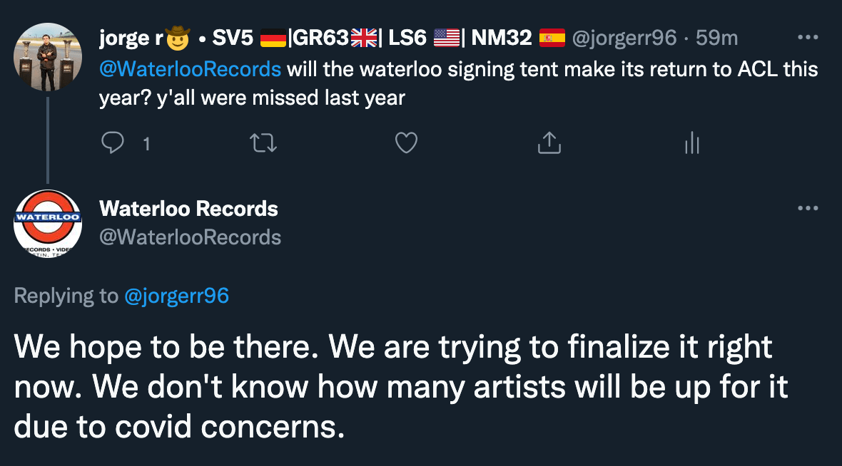 Waterloo Signing Tent may be making a comeback this year. r/aclfestival