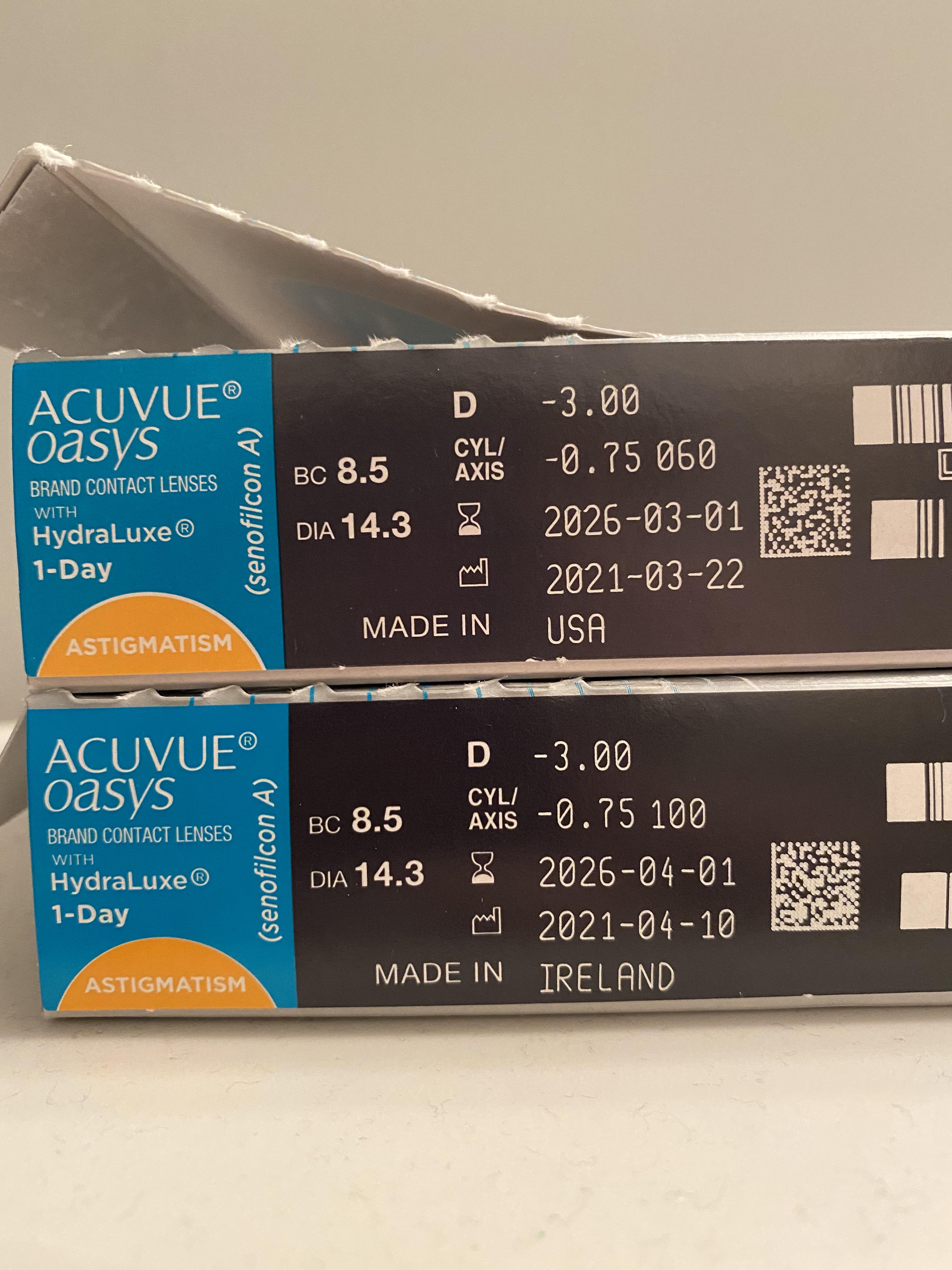 My contacts for my left eye were made in the US, but my contacts for my