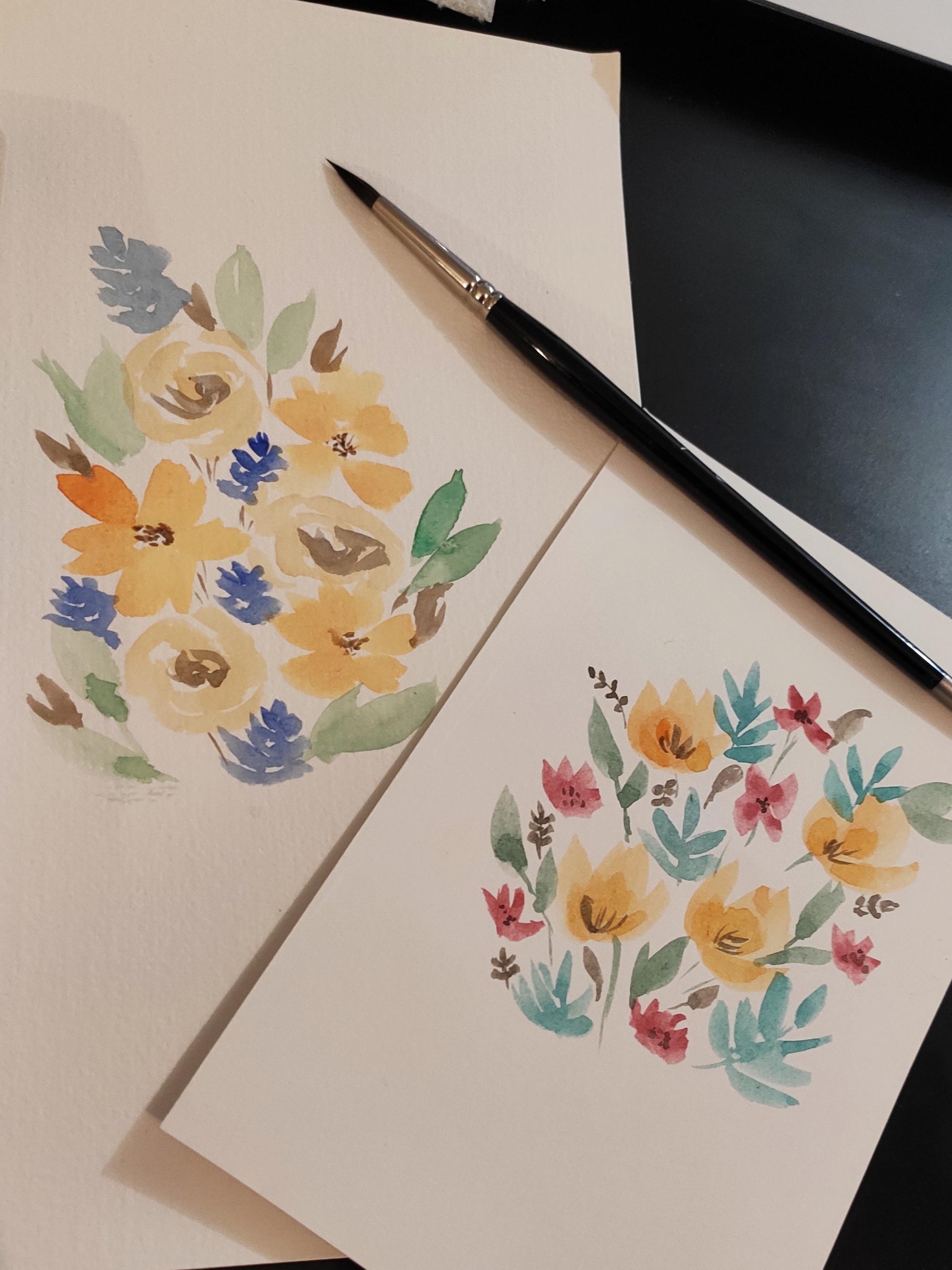 Did the last Shayda Campbell flower card tutorial r/Watercolor