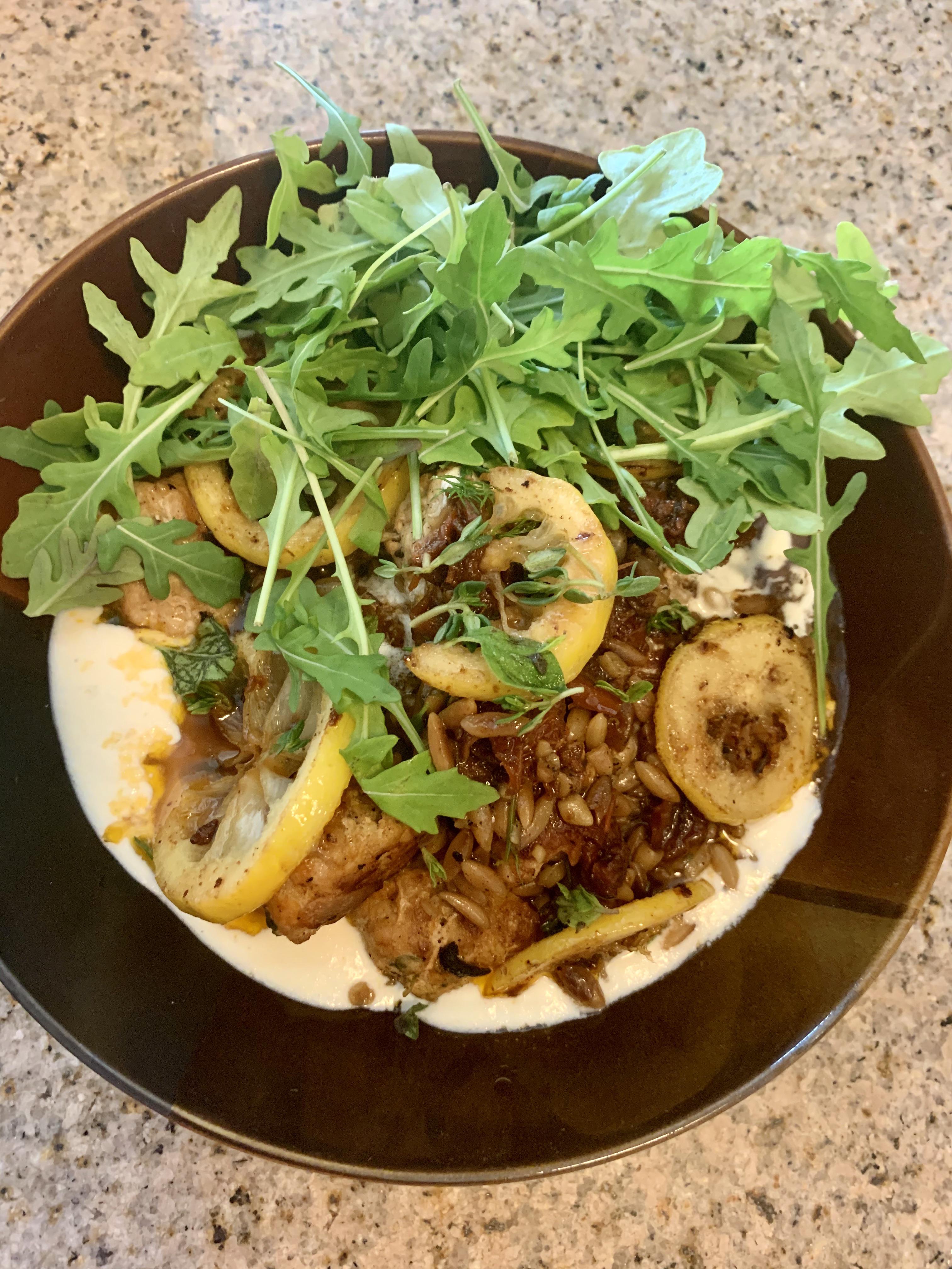 One skillet Greek meatballs and lemon butter orzo r/HealthyFood
