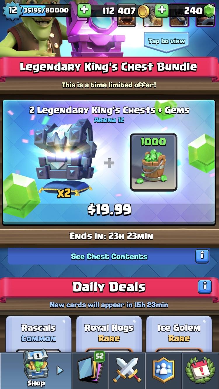 Legendary King Chests / Gem bundle in my shop! r/ClashRoyale