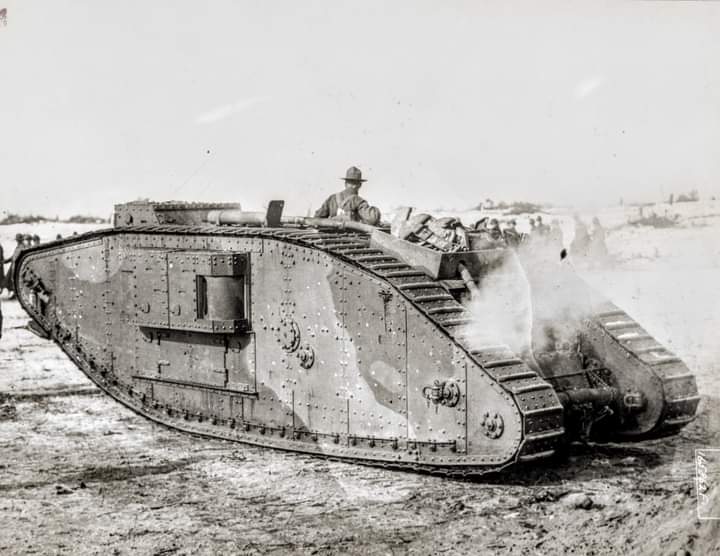 (1/2/1918) British tank which fought on western front demonstrates uses at Army Camp, Yaphank, L