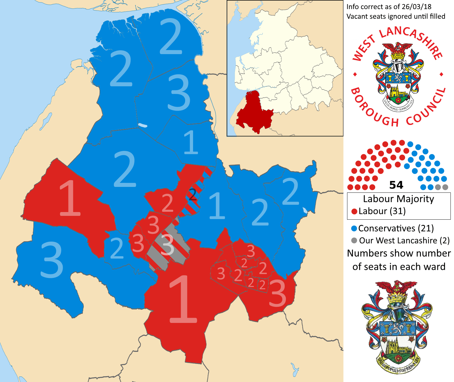 West Lancashire Borough Council, UK, 26/03/2018 r/PoliticalMaps
