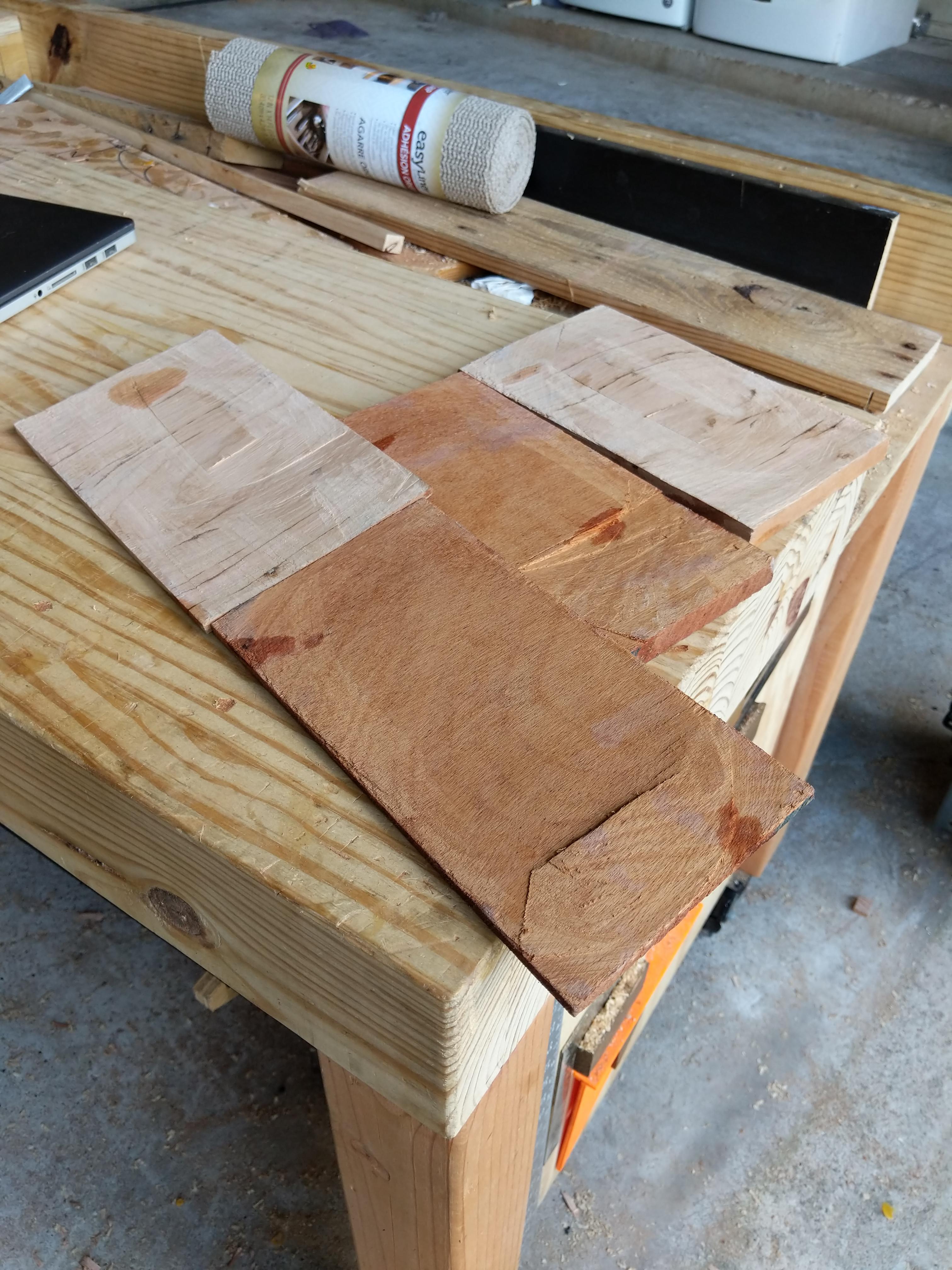 First two attempts at using a hand saw for resawing. Pretty happy with