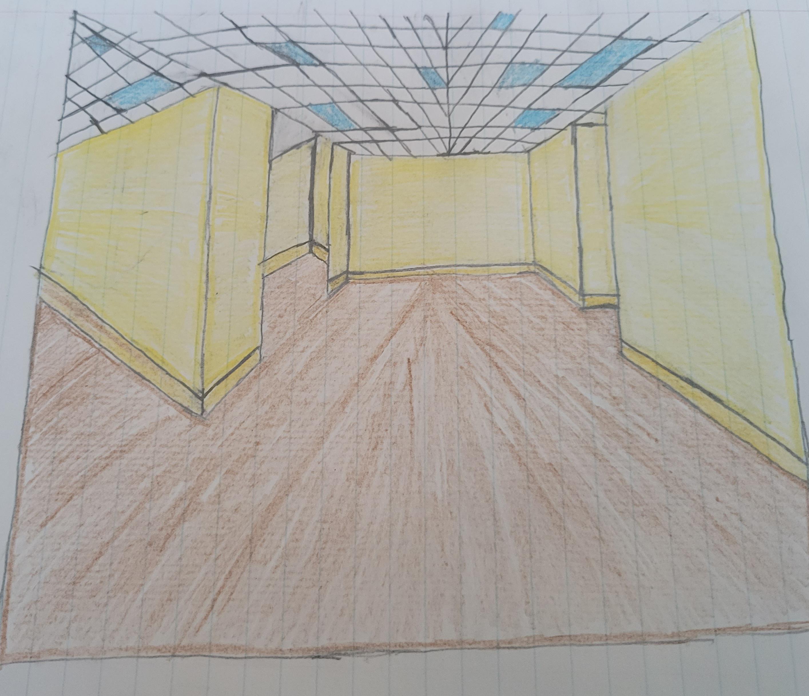 Tried to draw the backrooms for the first time. r/BadArt