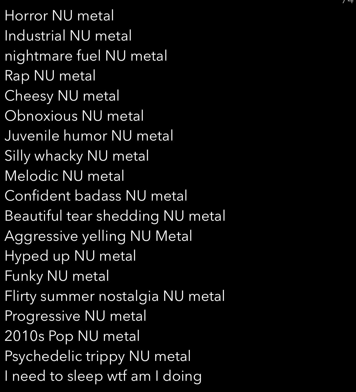 The many types of NU metals r/numetal