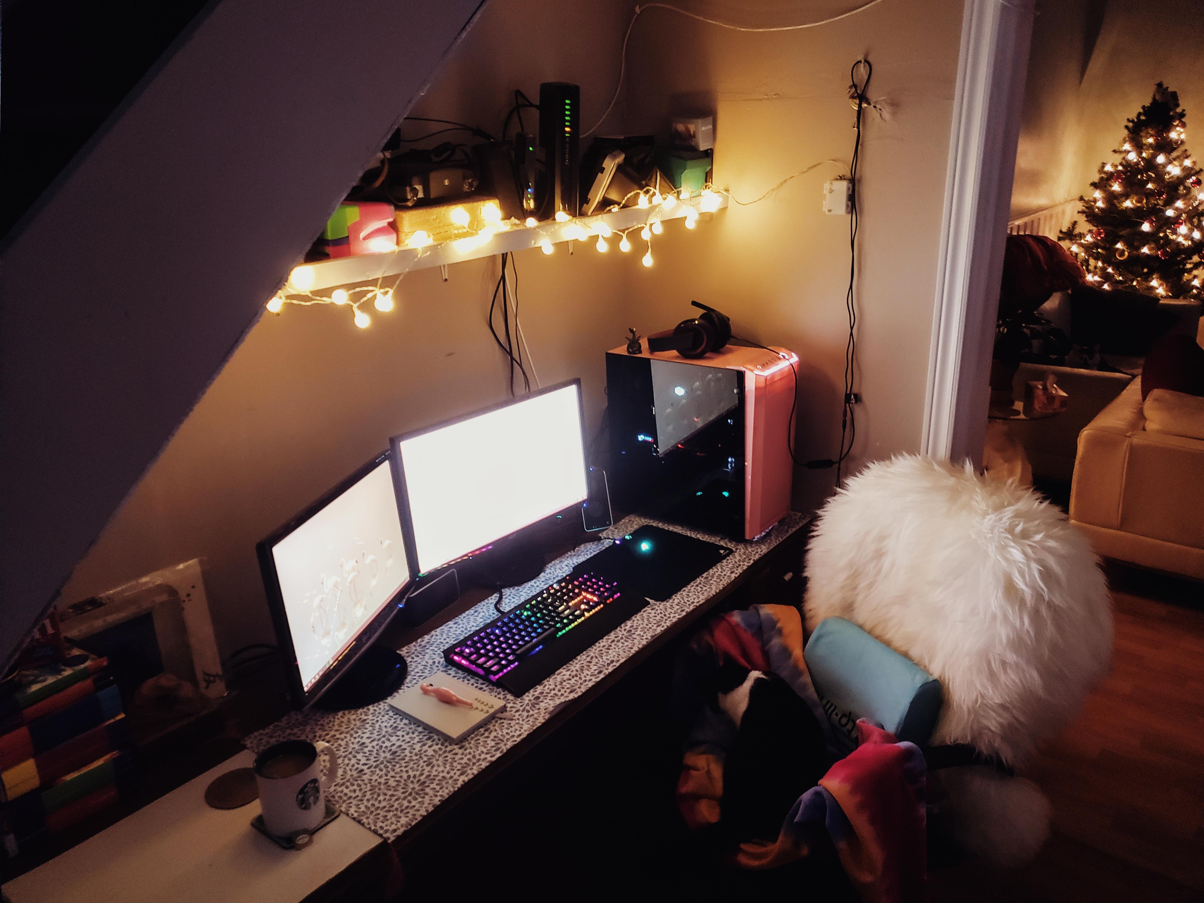 my cozy gaming nook tucked away under the attic stairs r/CozyPlaces