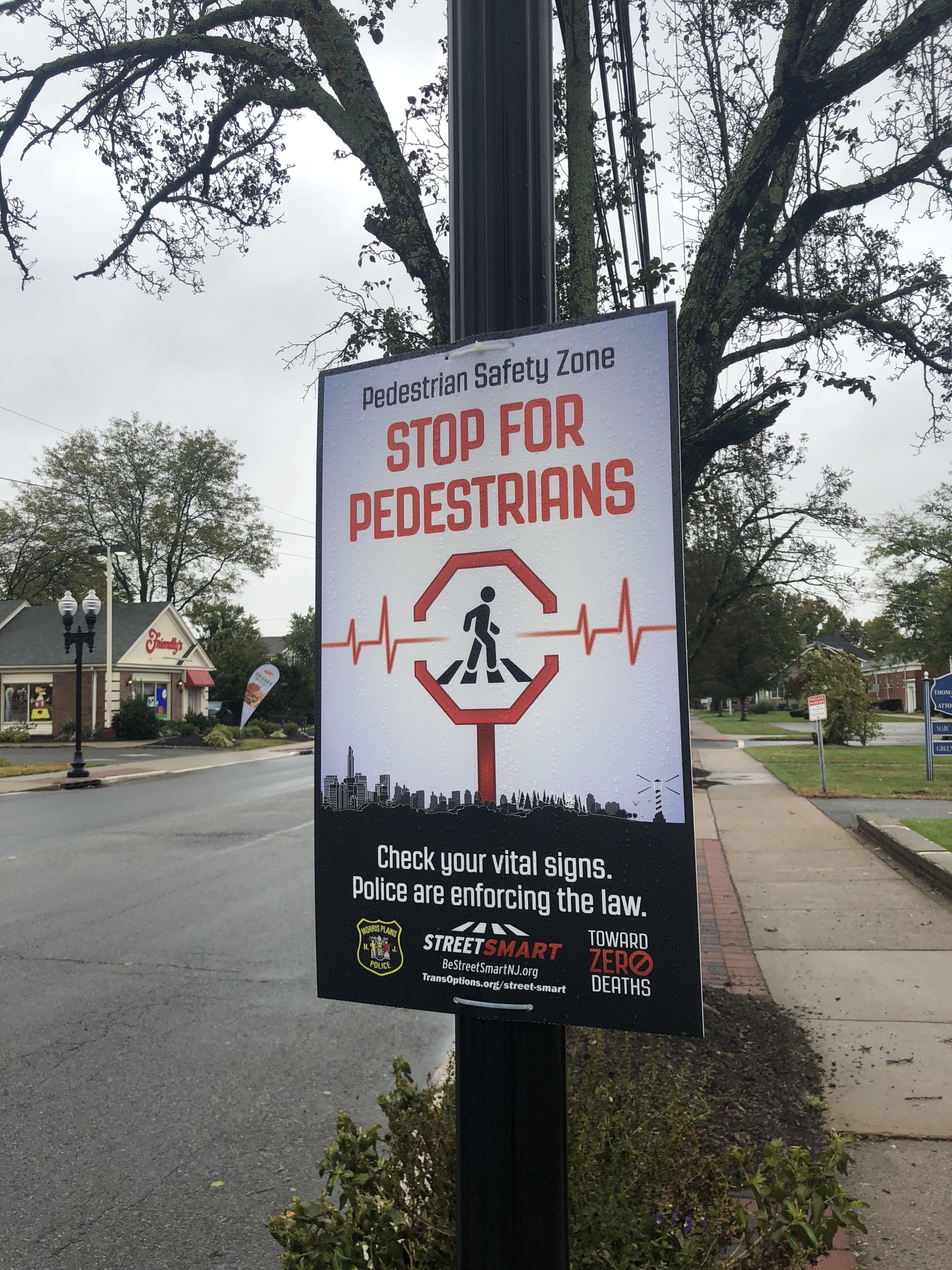 Stop for pedestrians sign looks like a target (Morris Plains) r/newjersey