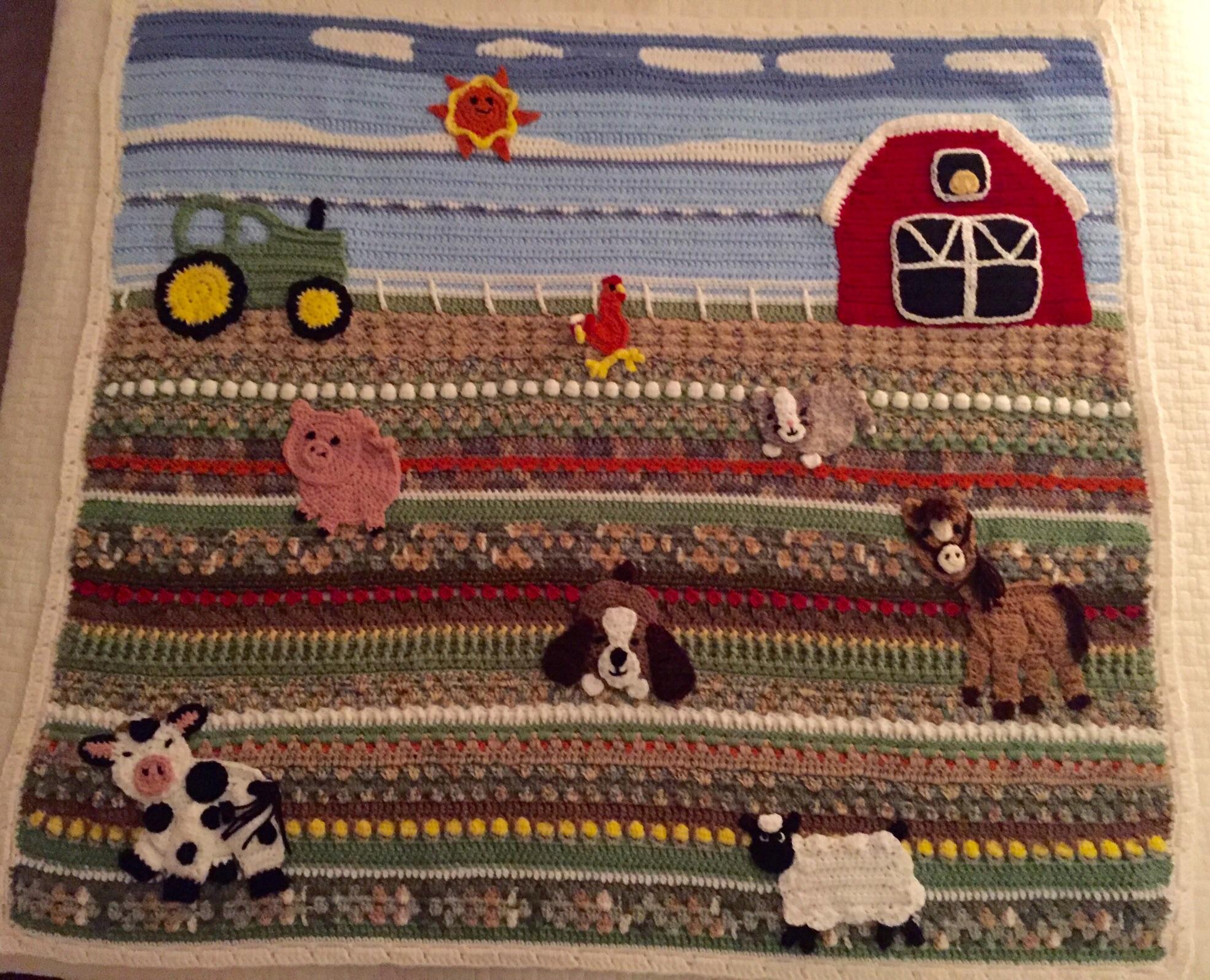 Old MacDonald baby blanket. Fun project e i e i o r/crochet