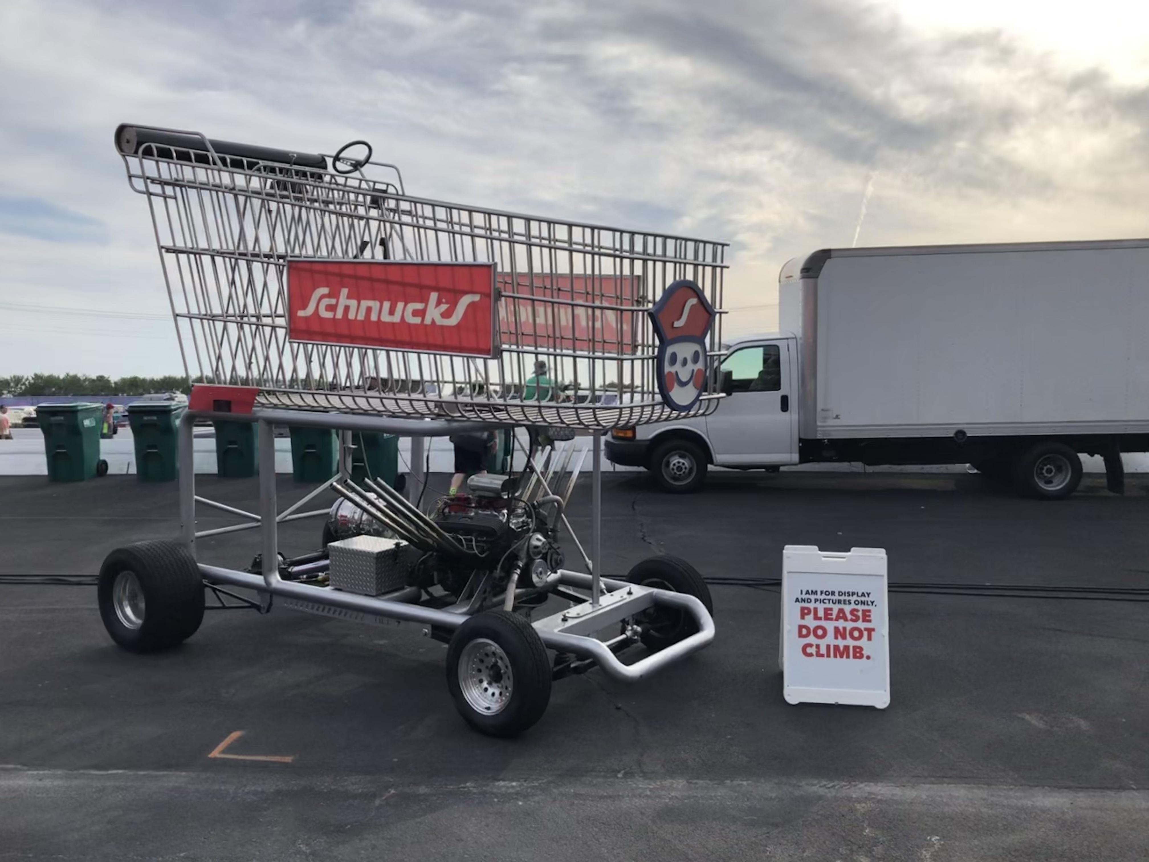 Handbuilt shopping CARt used for parades by local grocery store. It’s been around at least 30
