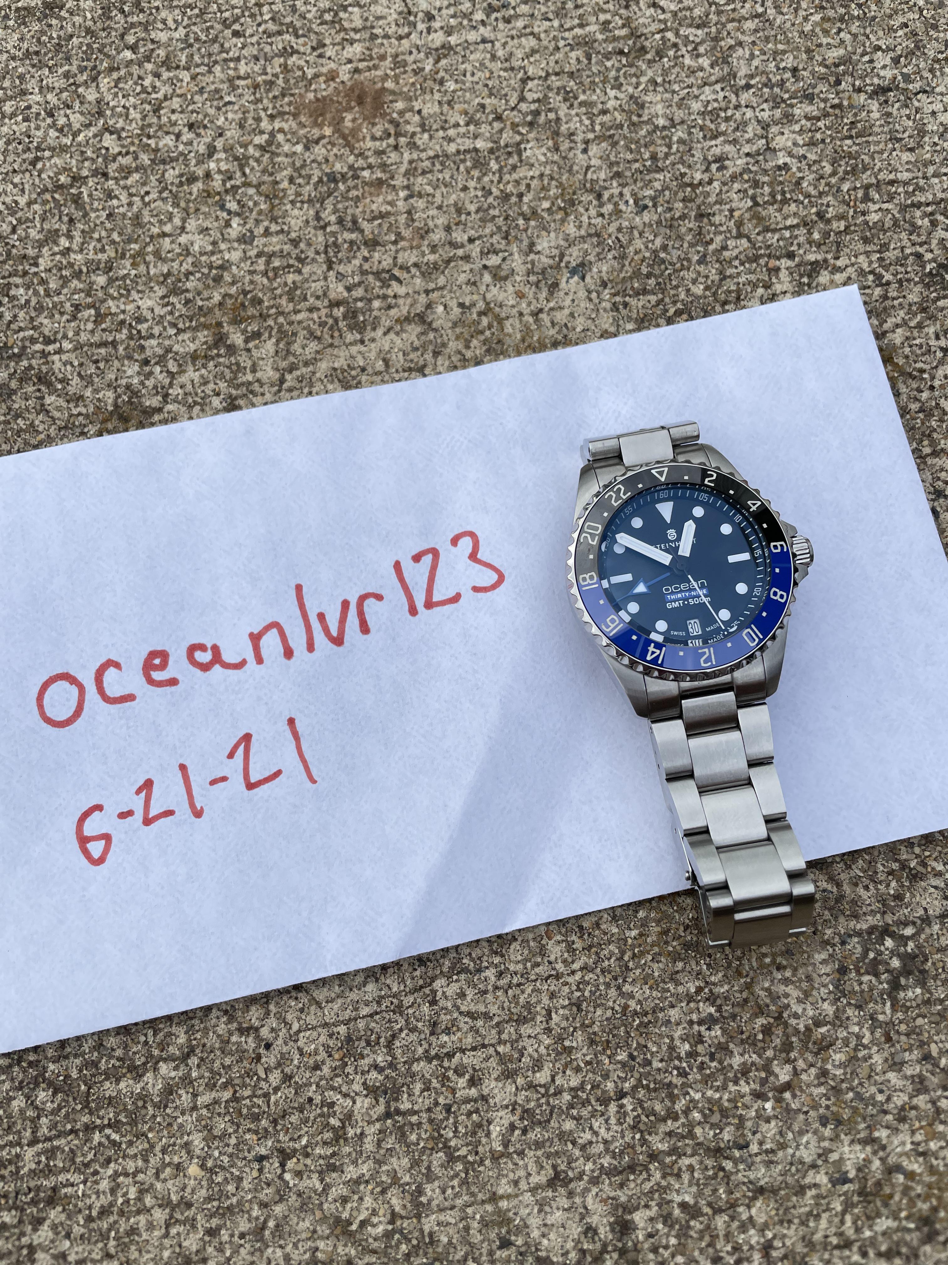 [WTS] Steinhart Ocean One Premium 39 GMT “Batman” 585 full kit. Jubilee, rubber and “oyster