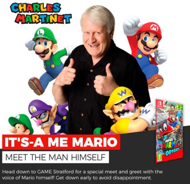 Charles (voice of Mario) will be at GAME Stratford for