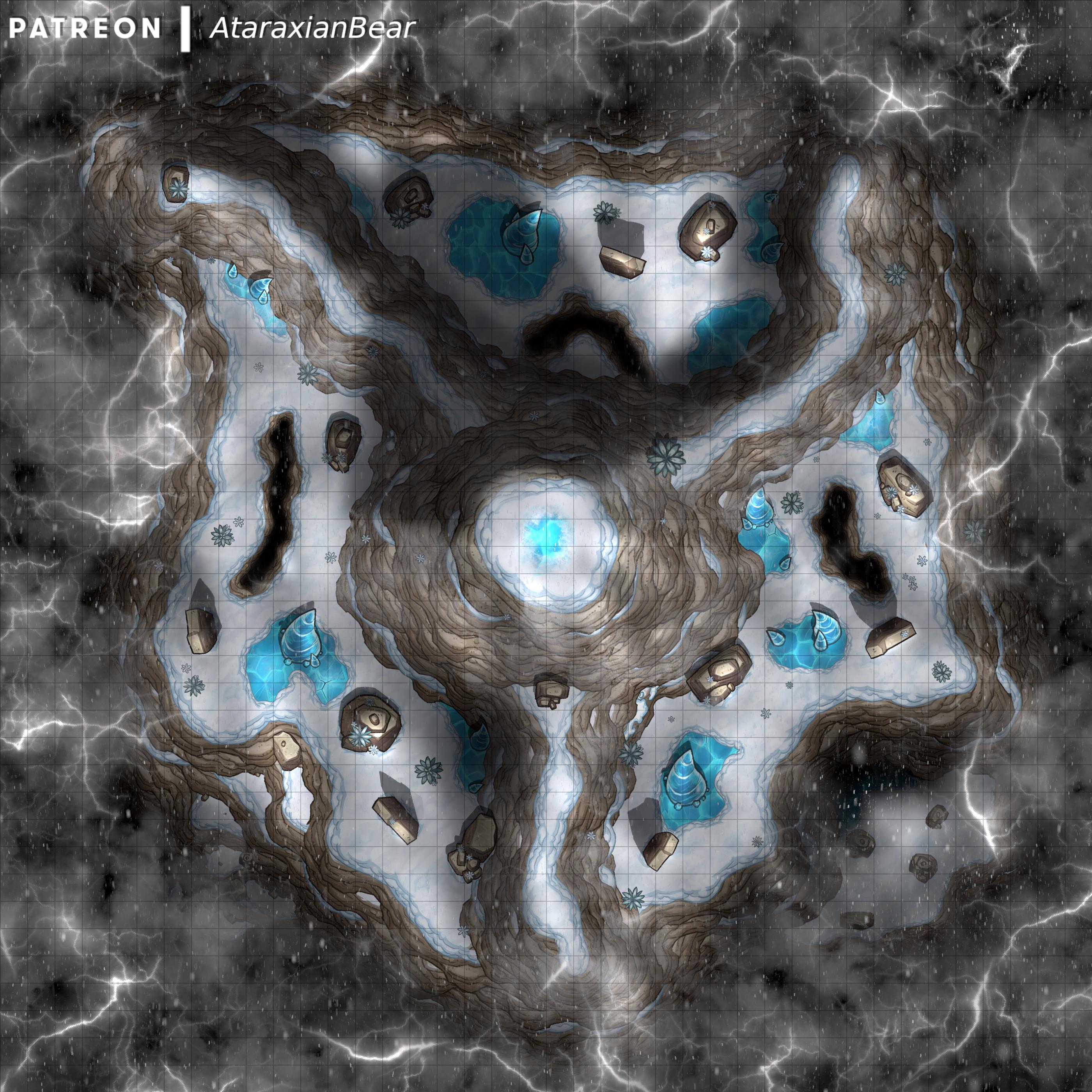 A map for an epic boss fight on top of a mountain during a storm [40x40