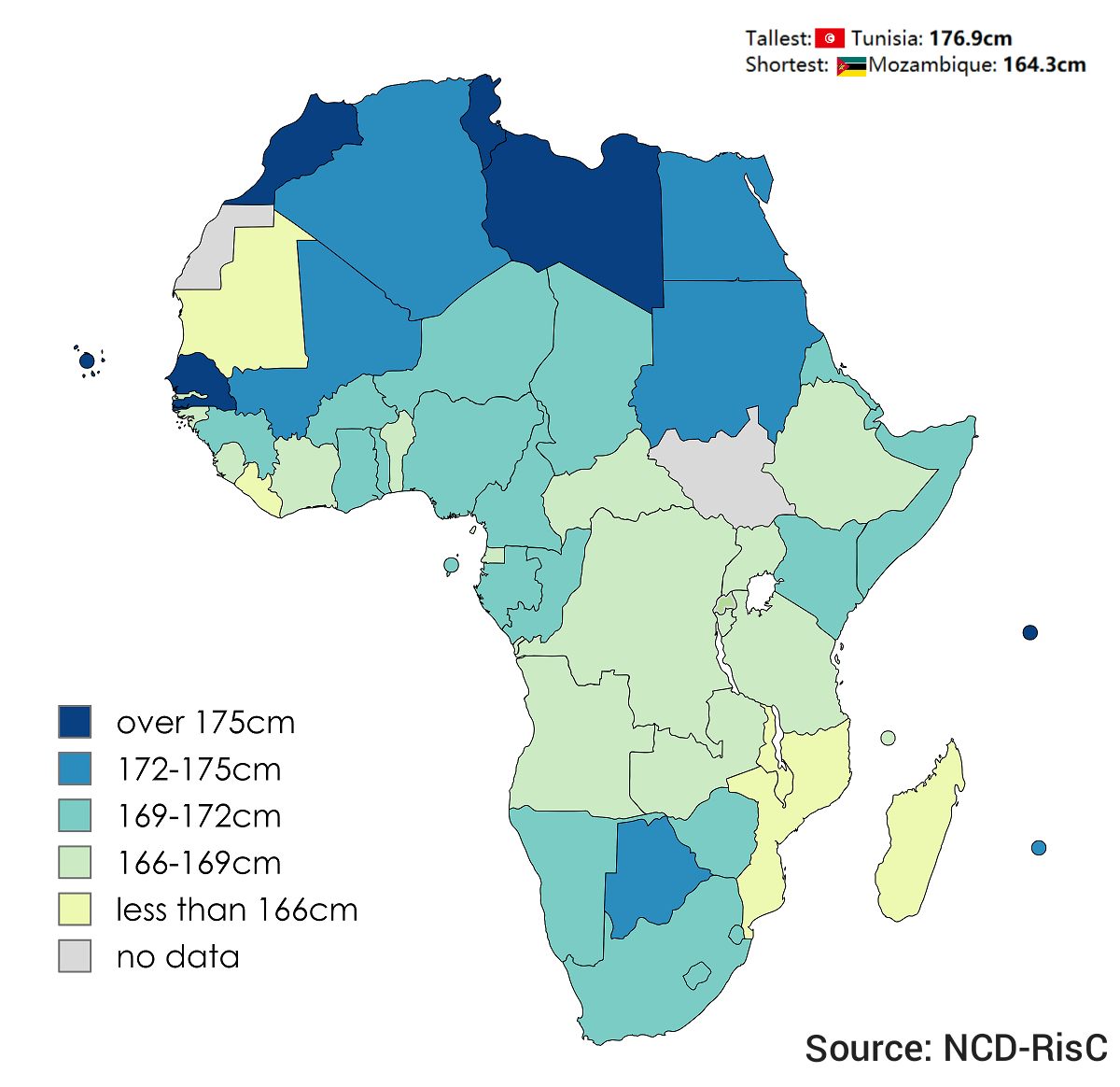 Average male height in Africa (2019 estimate) r/MapPorn
