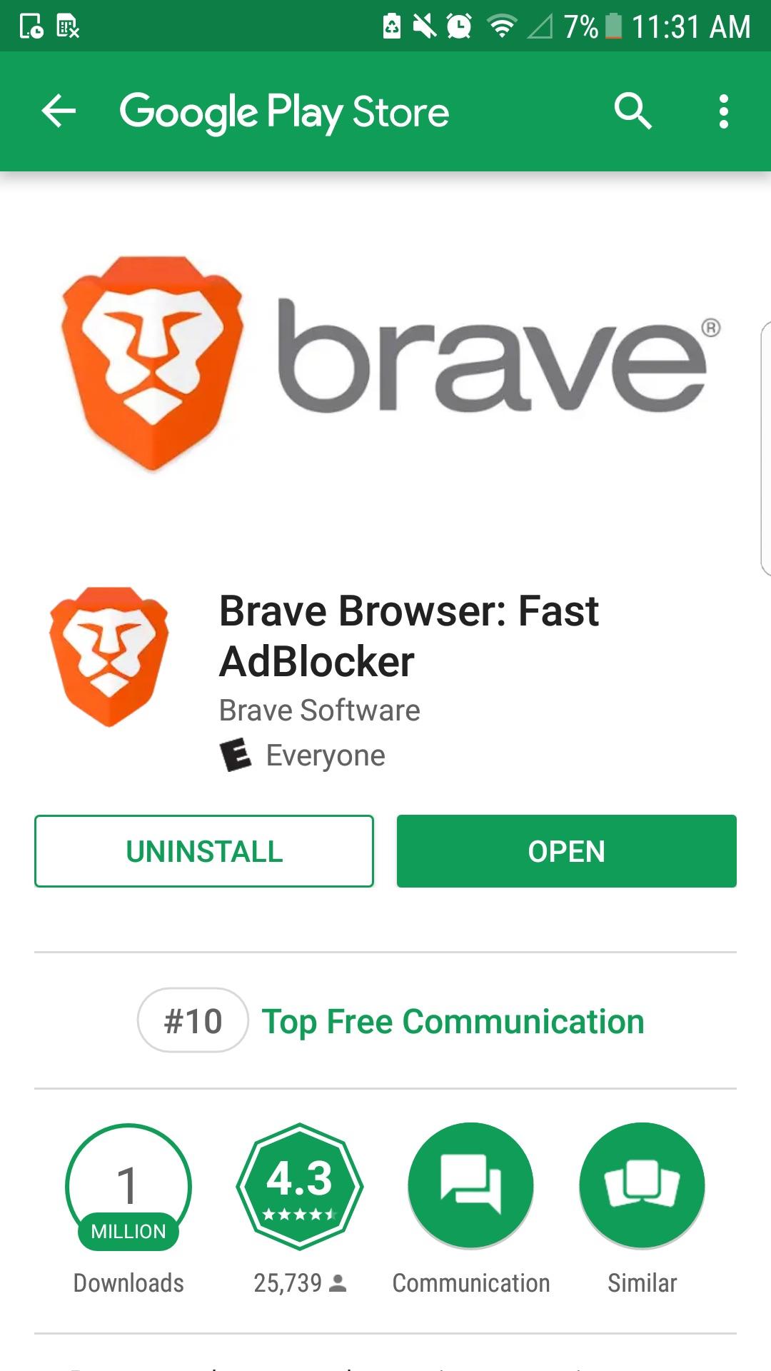 Brave Browser hits 1 million downloads in Google Play Store r/BATProject