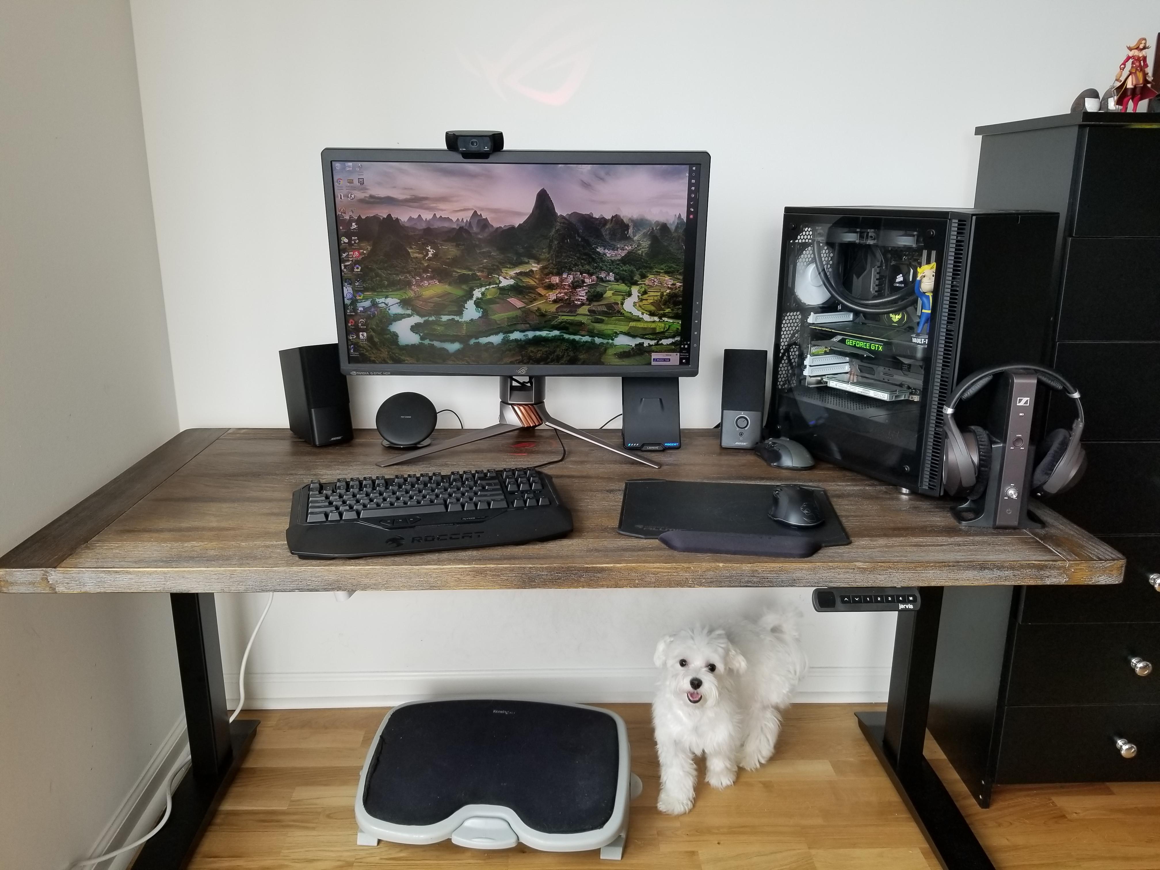 Upgraded to 4k 144hz monitor and standing desk. r/battlestations