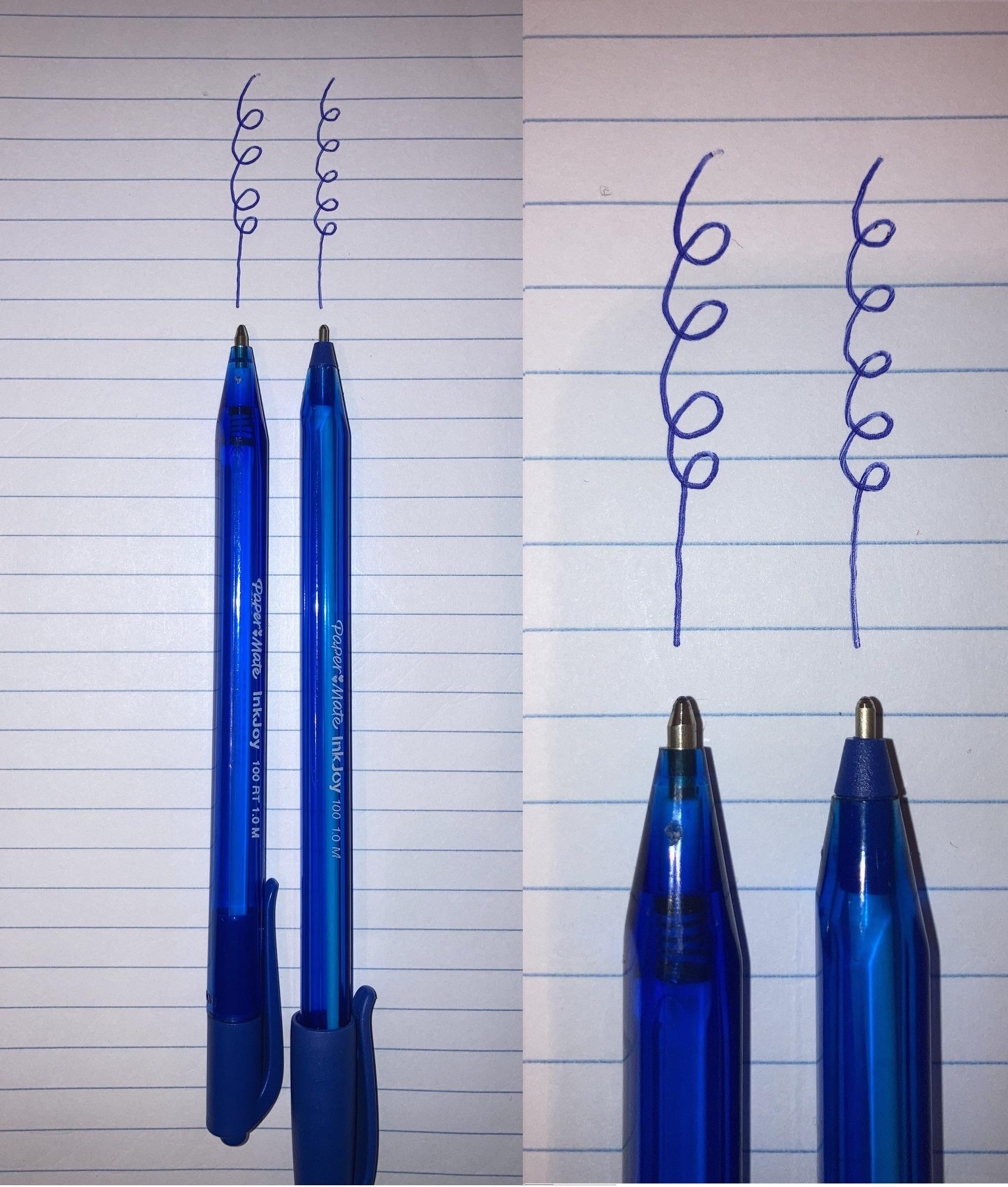 PaperMate Inkjoy 100 Standard (capped) vs RT (retractable) r/pens