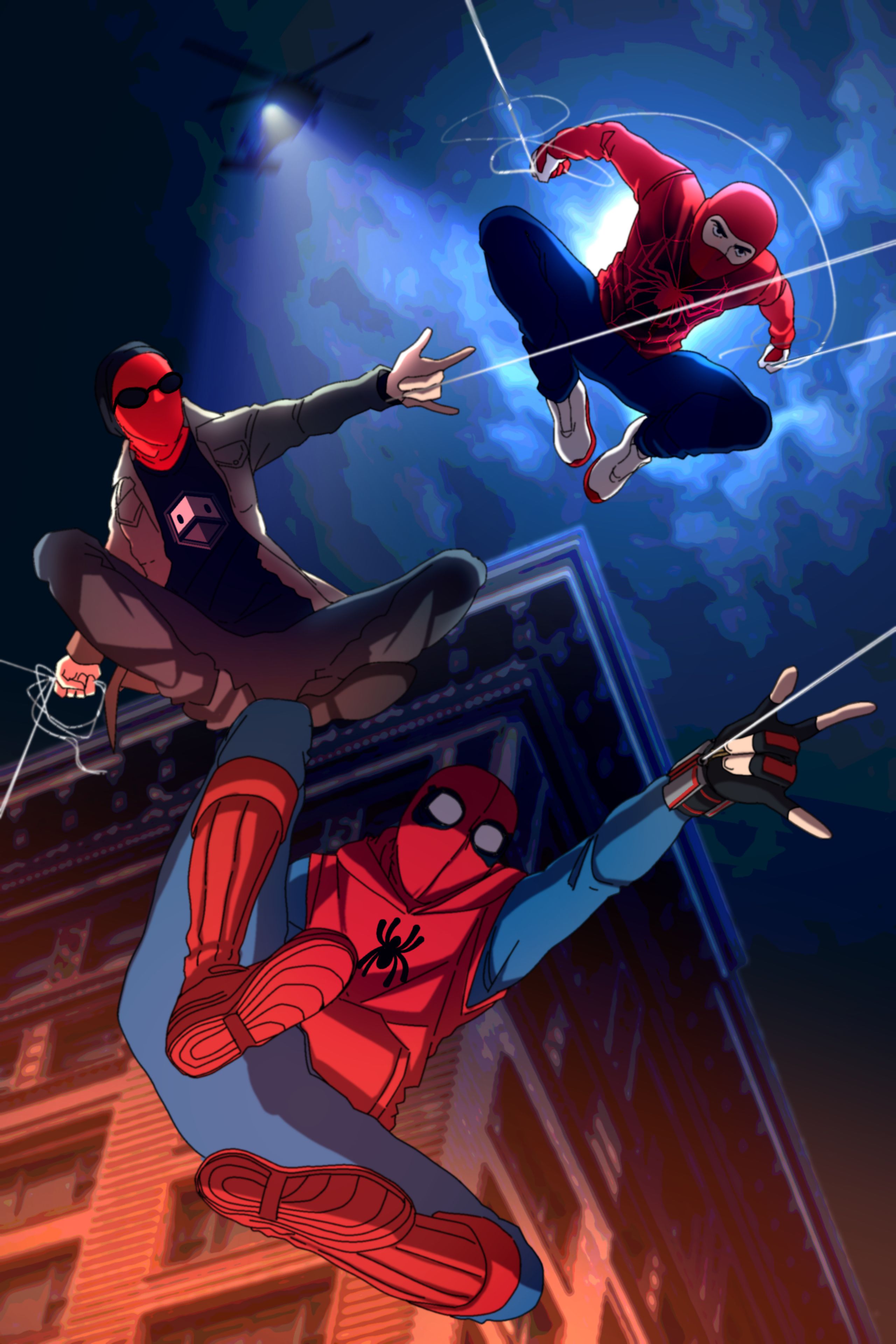 Tobey, Andrew, and Tom in their first cosutmes. Art by DuckLordEthan