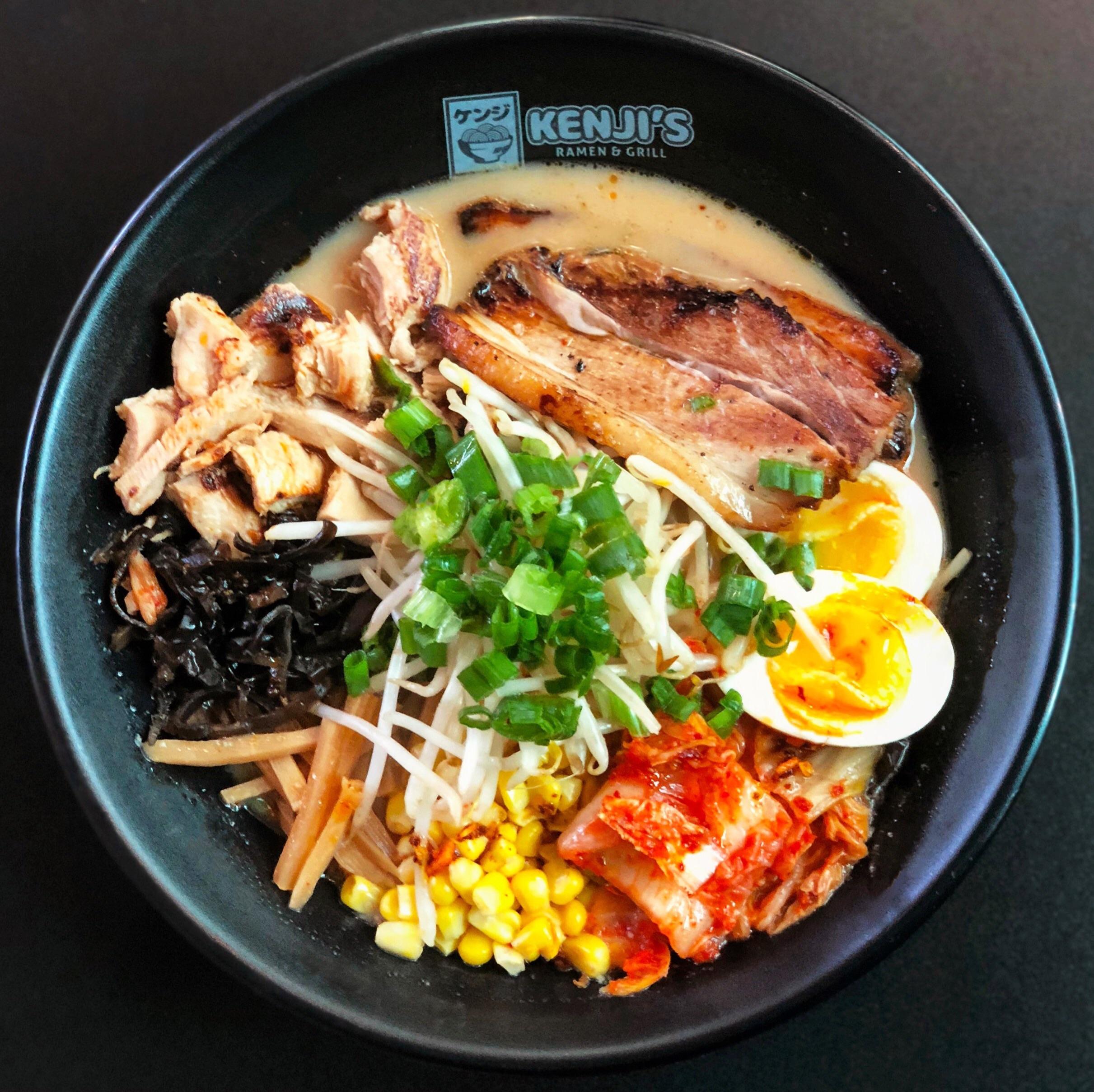 Kenji’s Ramen with Pork & Chicken Broth. Addon’s include Pork Belly
