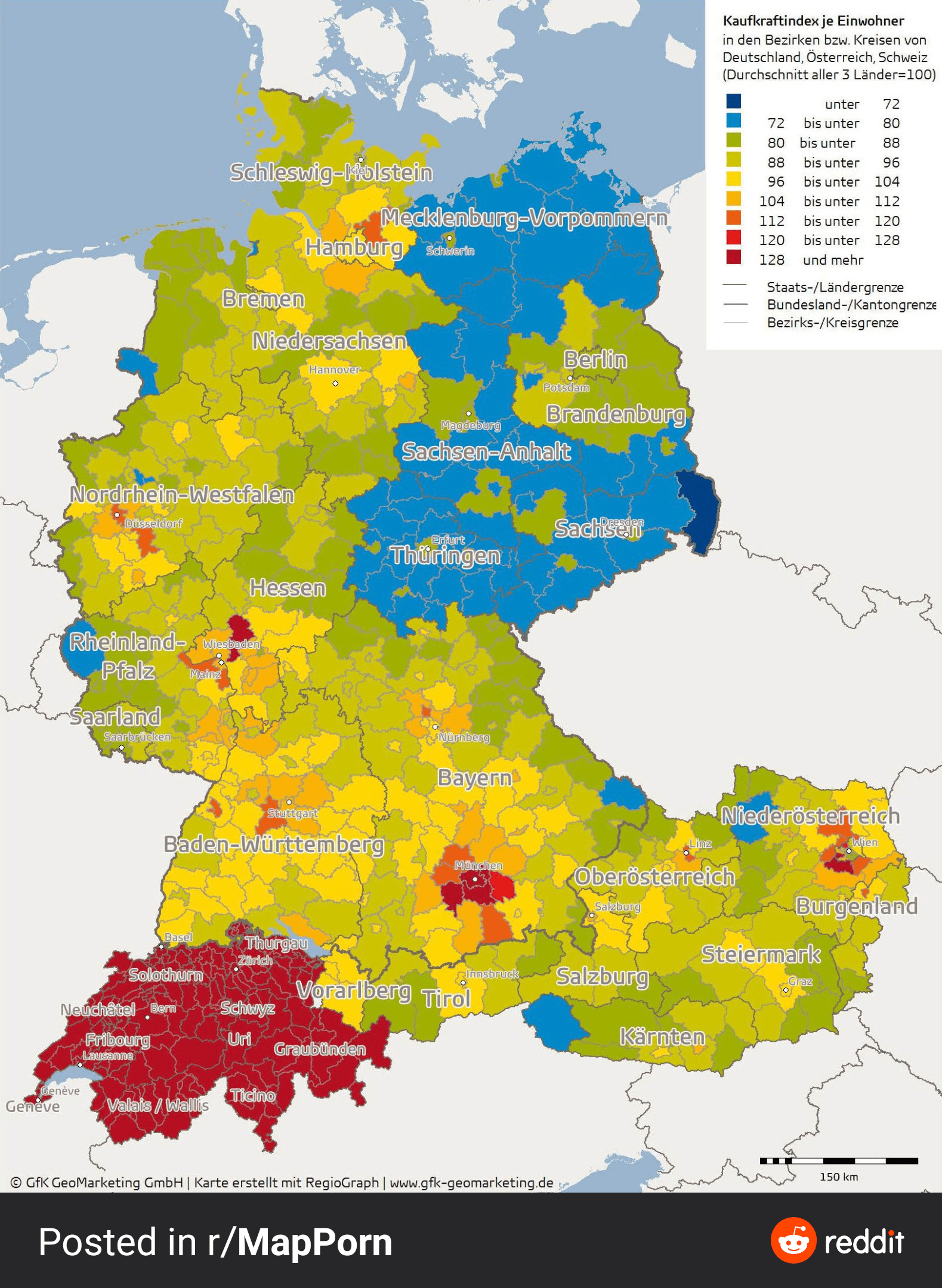 How rich are residents of Districts of Germany, Austria and Switzerland