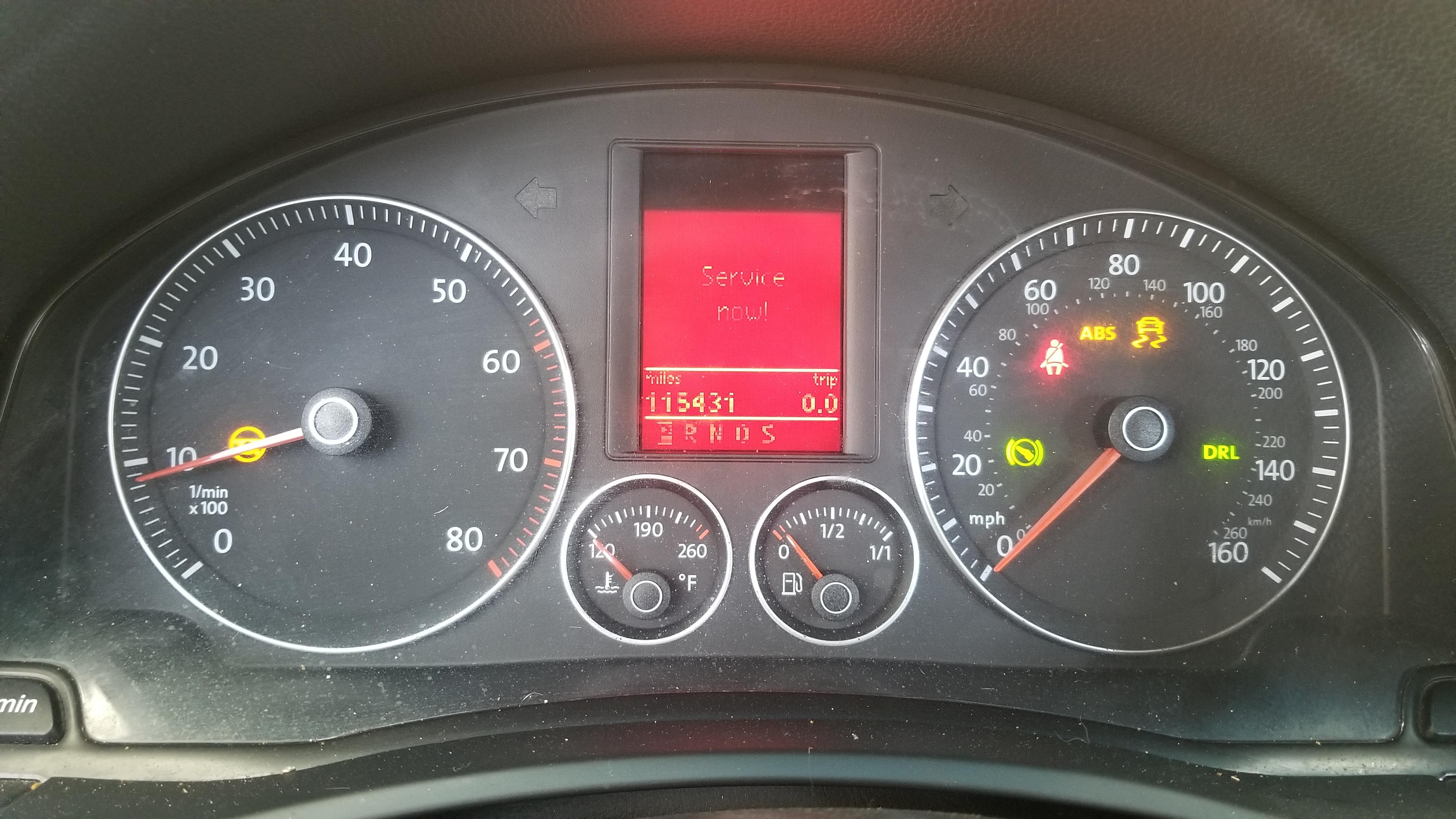 2007 VW Jetta 2.5l Traction control, ABS and power steering lights on