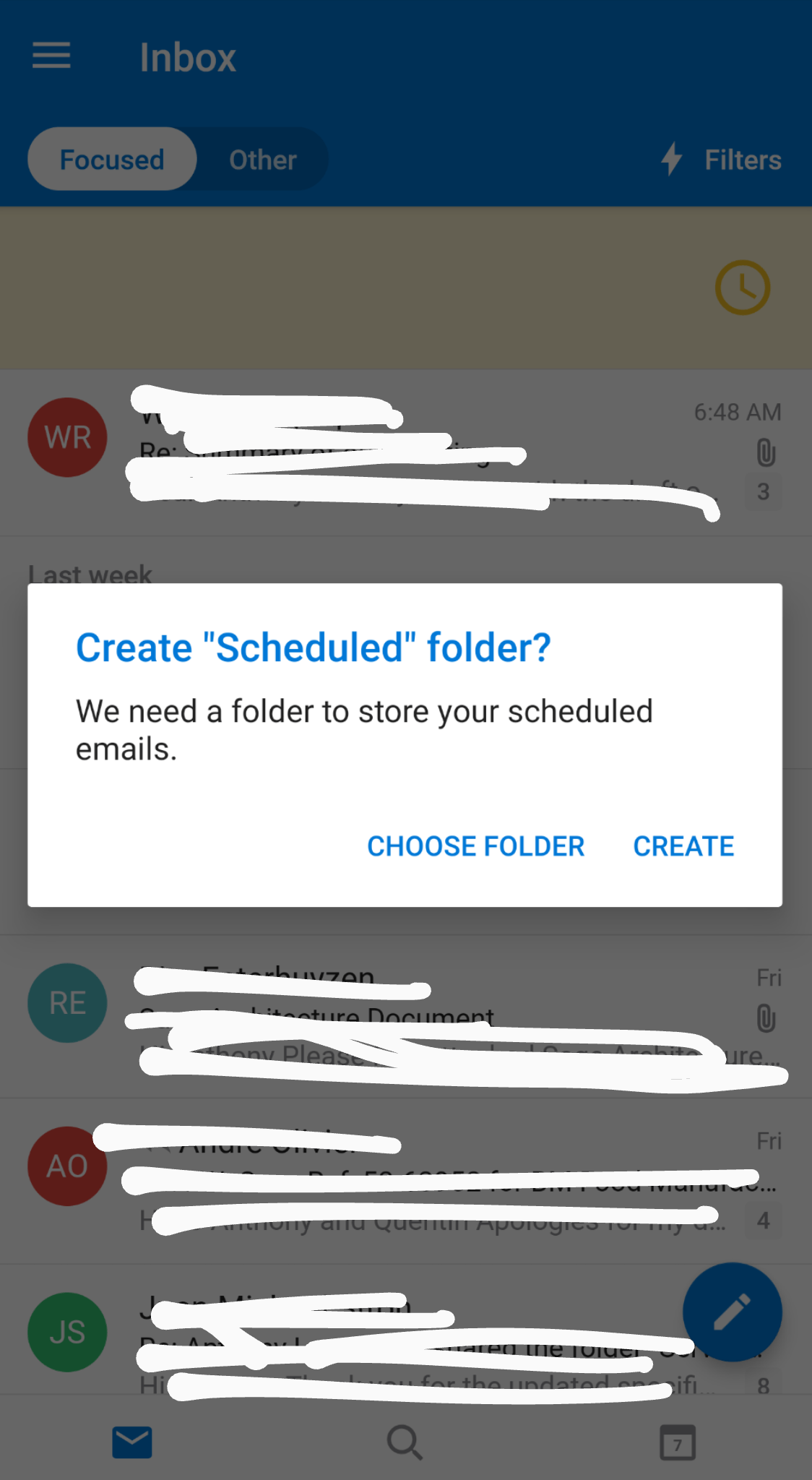 Outlook app Android, cant snooze mails Office365