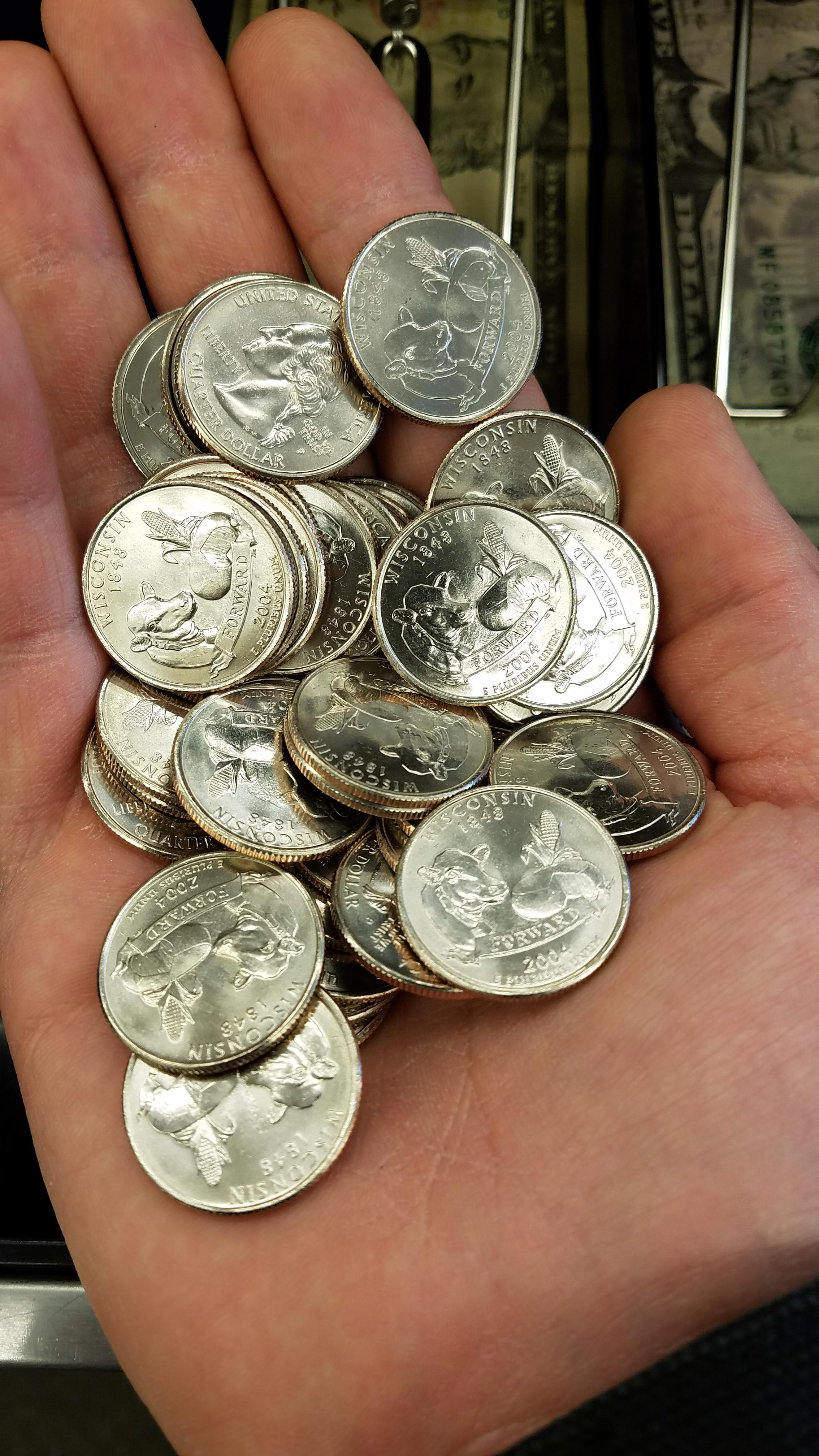 Opened a roll of quarters for change, got a pleasant surprise. r