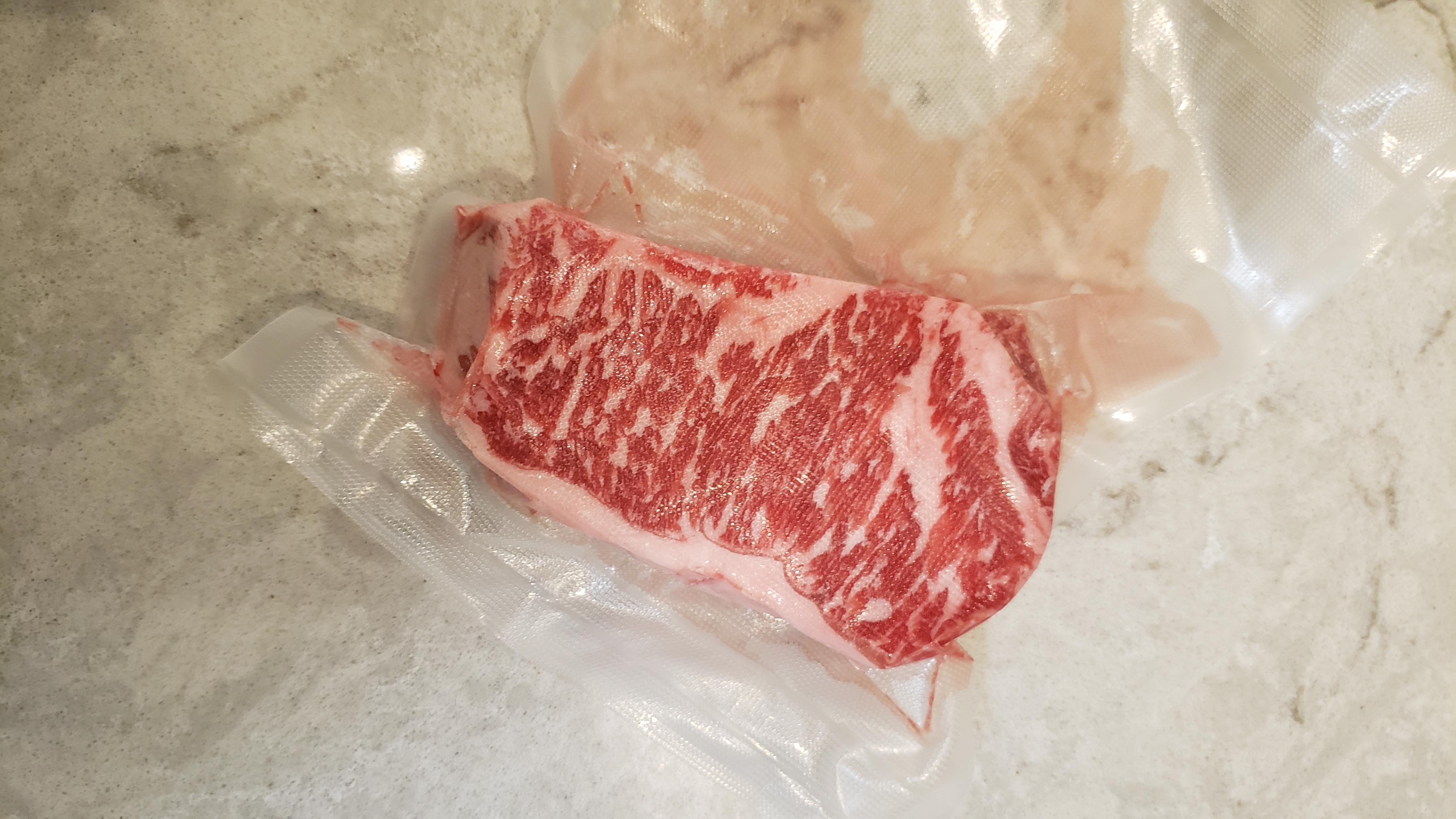 Marble lottery at the local fine foods store. 15CAD/lb. Went into the freezer for now. r/steak