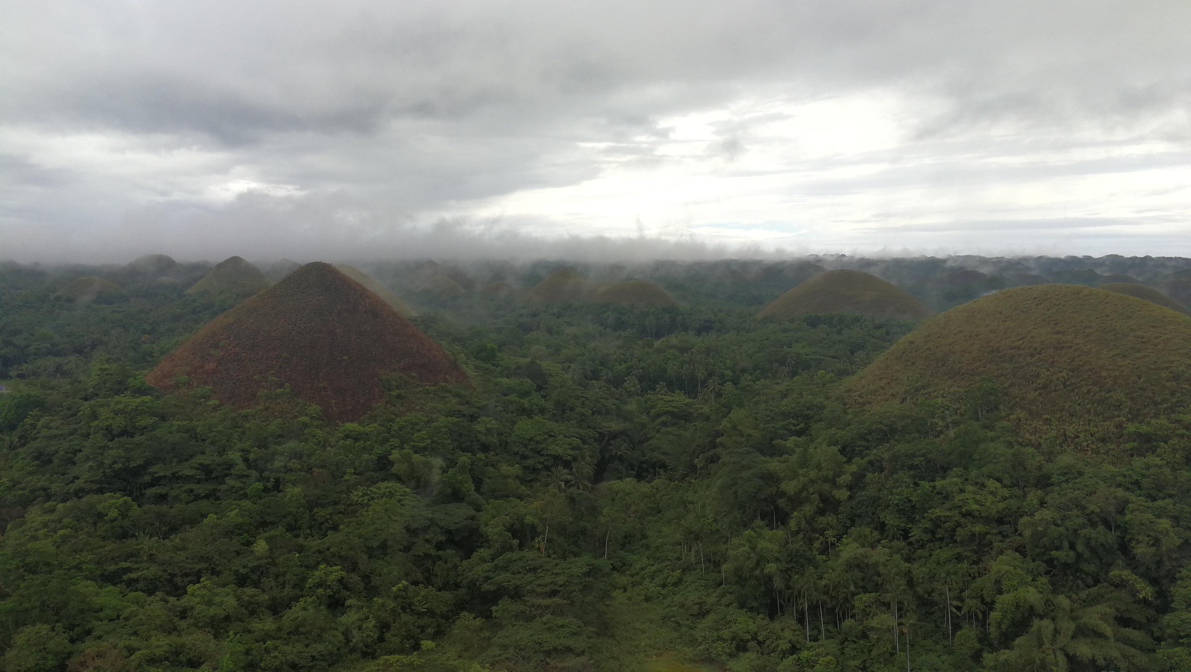 A Gray and Cloudy View of the Chocolate Hills, Bohol, Cebu, Philippines