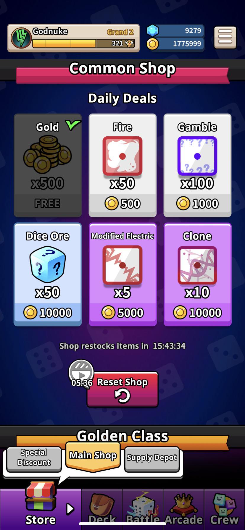 I’ve been saving for the legendary dice ore (see gem count) and have encountered about seven