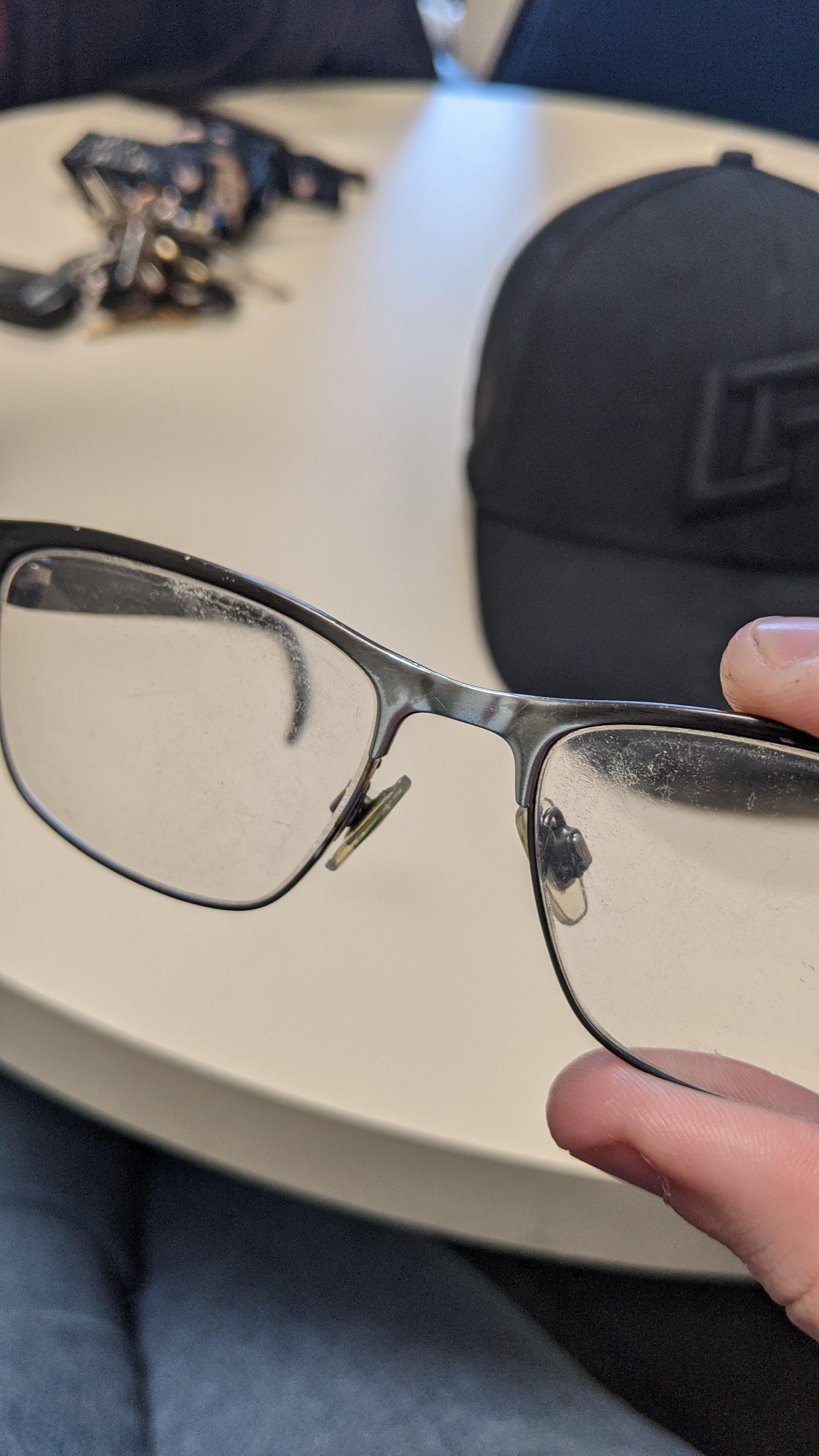The way the black coating on my glasses has worn away after years of