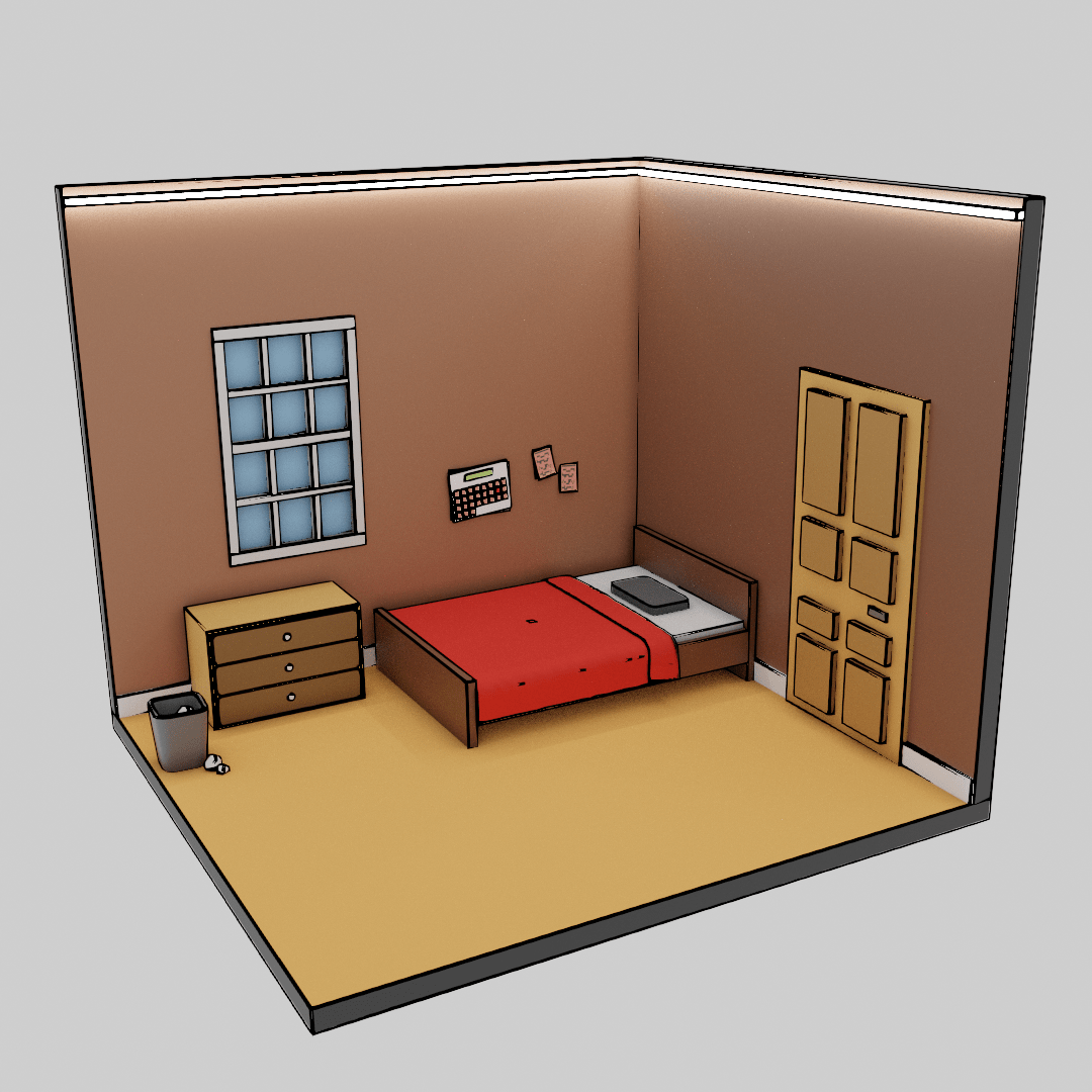 LowPoly Bedroom Interior. r/blender