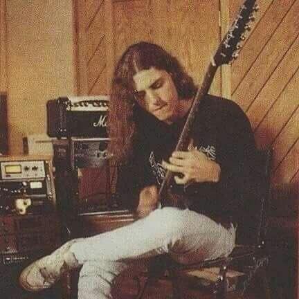 Chuck Schuldiner with his signature guitar (B.C. Rich Stealth), 1990s