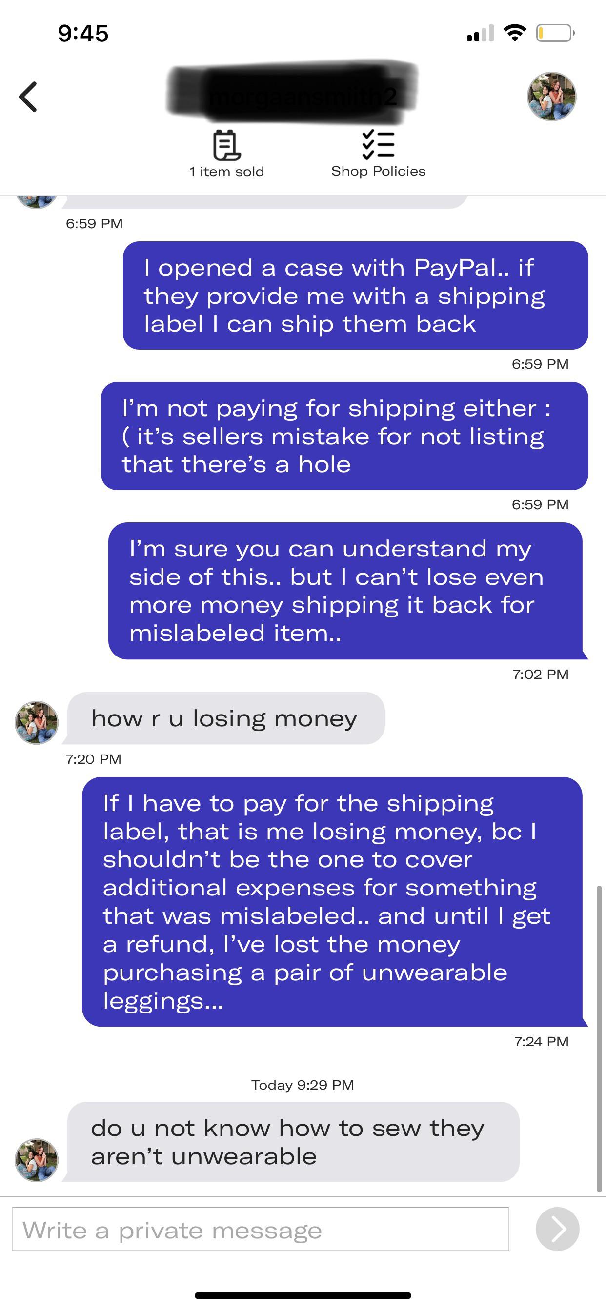 Seller deleted her account Depop