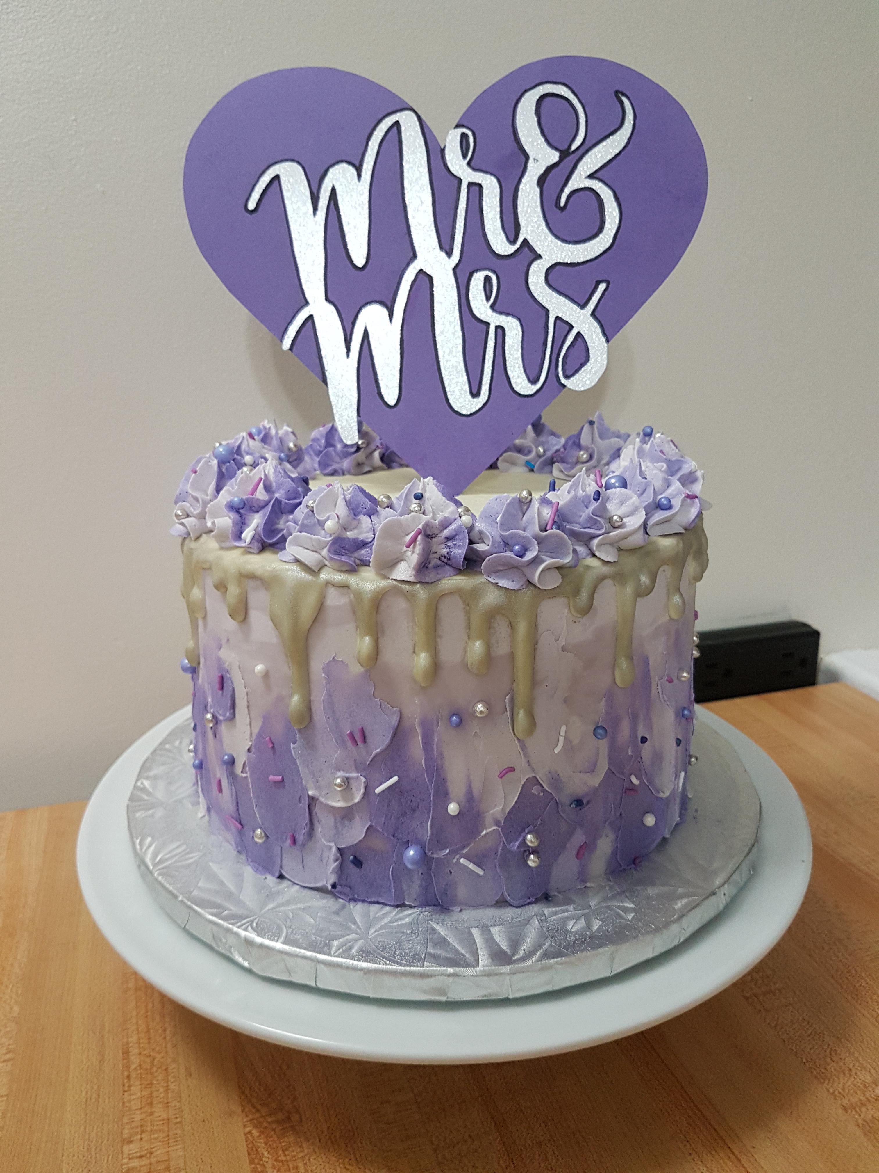 Saskatoon berry cake with lemon filling for a purple wedding r