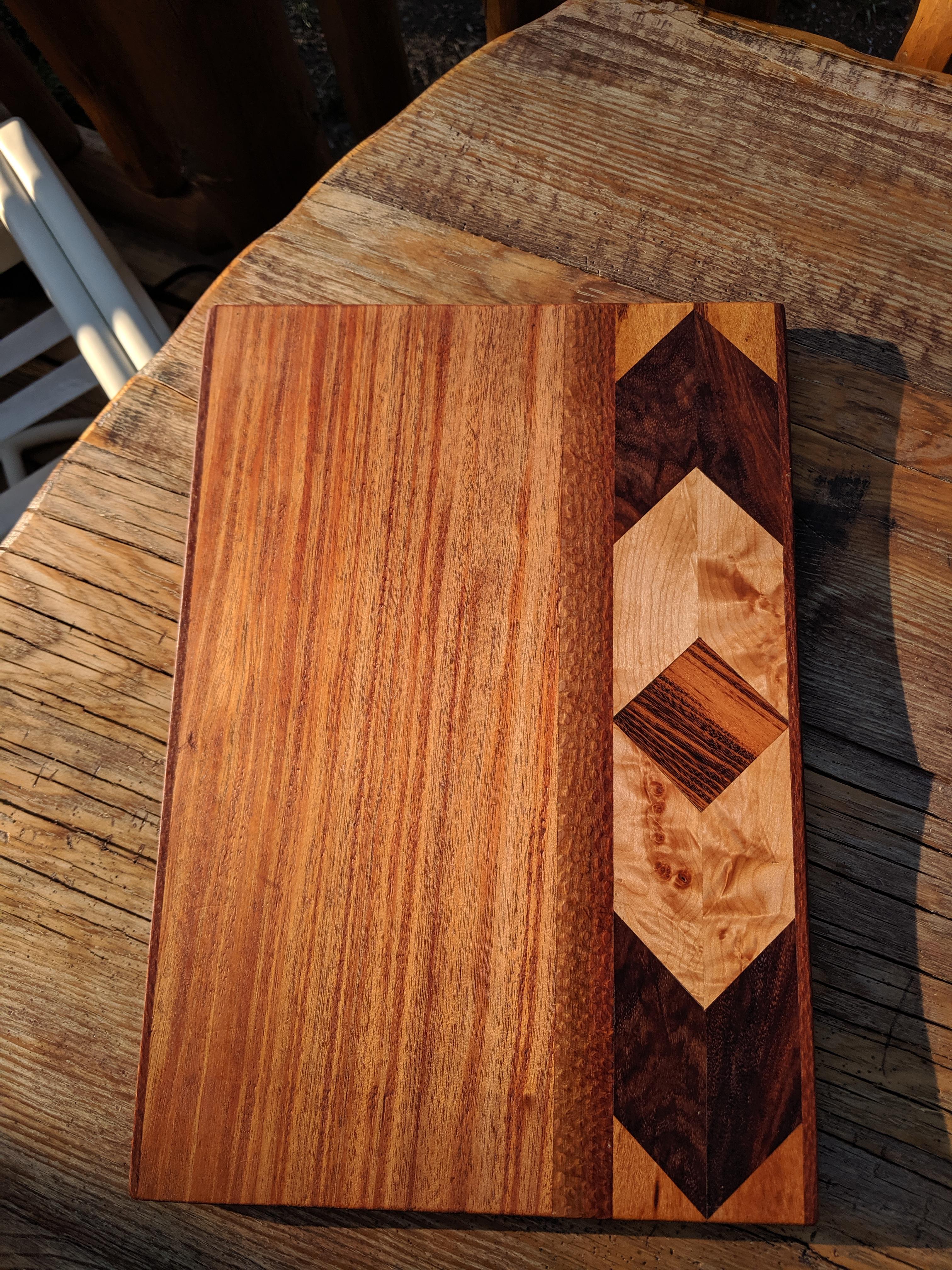 Made this cutting board, African Mahogany, Leopardwood, Western Quilted