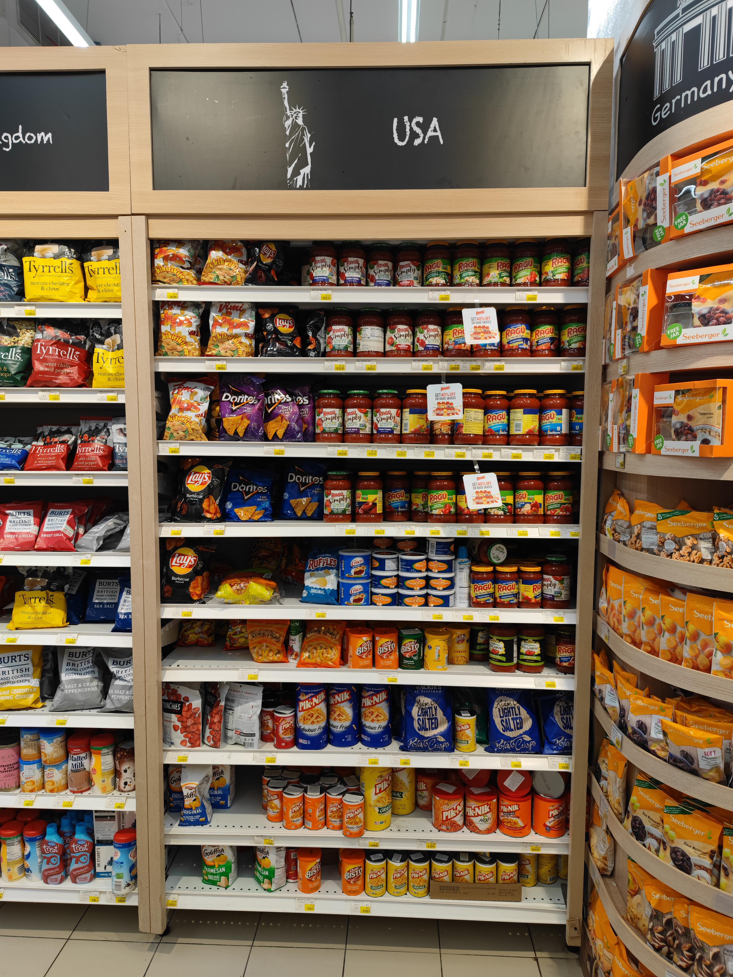 The entire USA section at a Middle Eastern Grocery Store