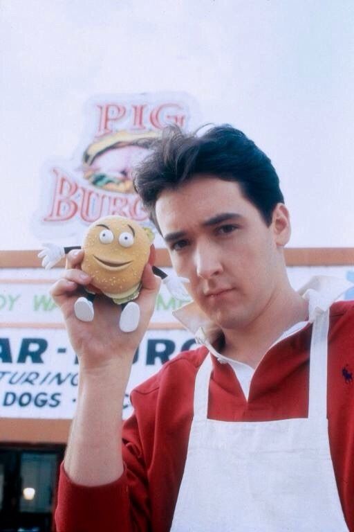 John Cusack at Pig Burger during filming of Better Off Dead, 1985 r