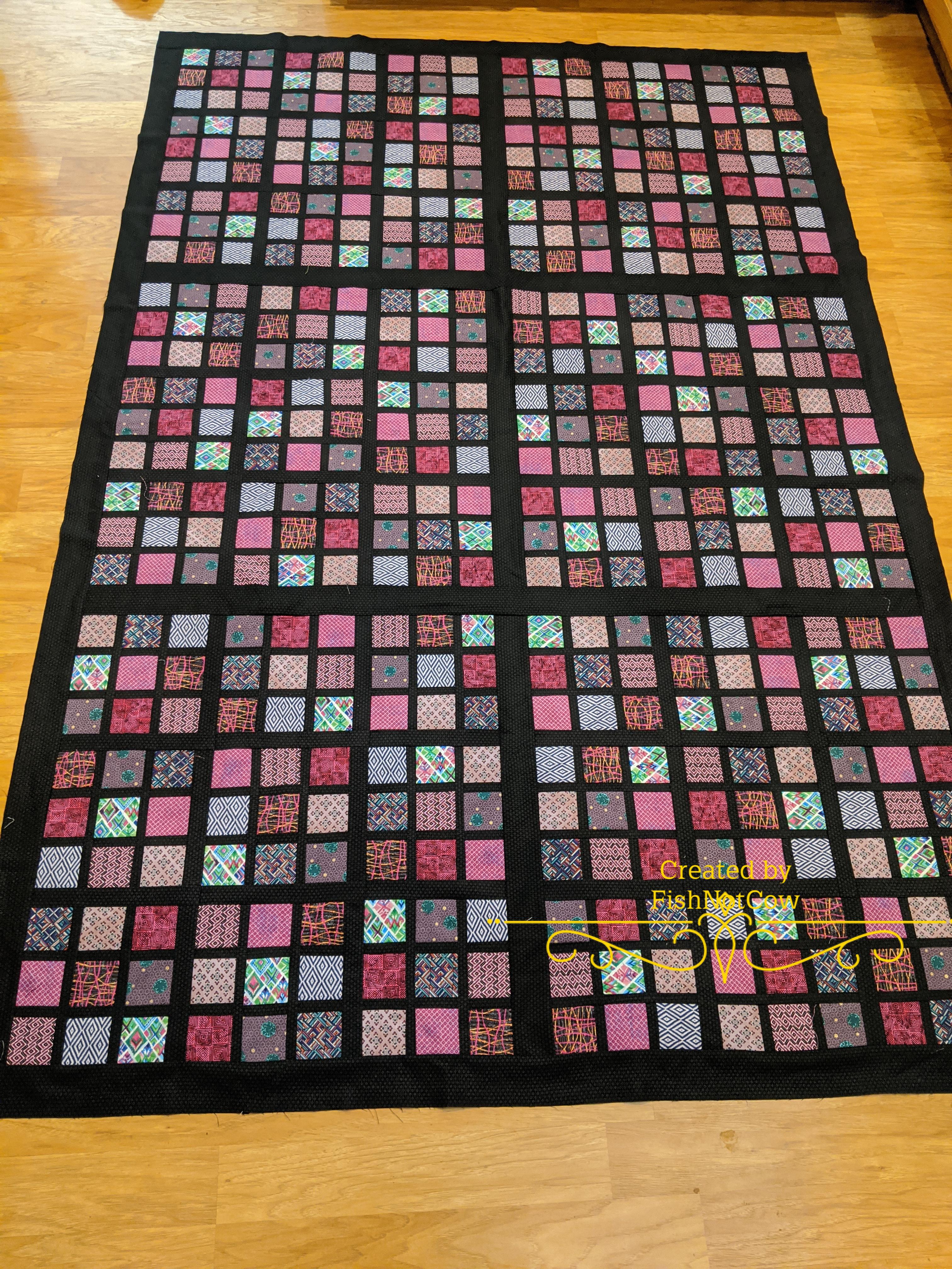 Finished my Sudoku quilt top. Six completed puzzles. Each square is 2