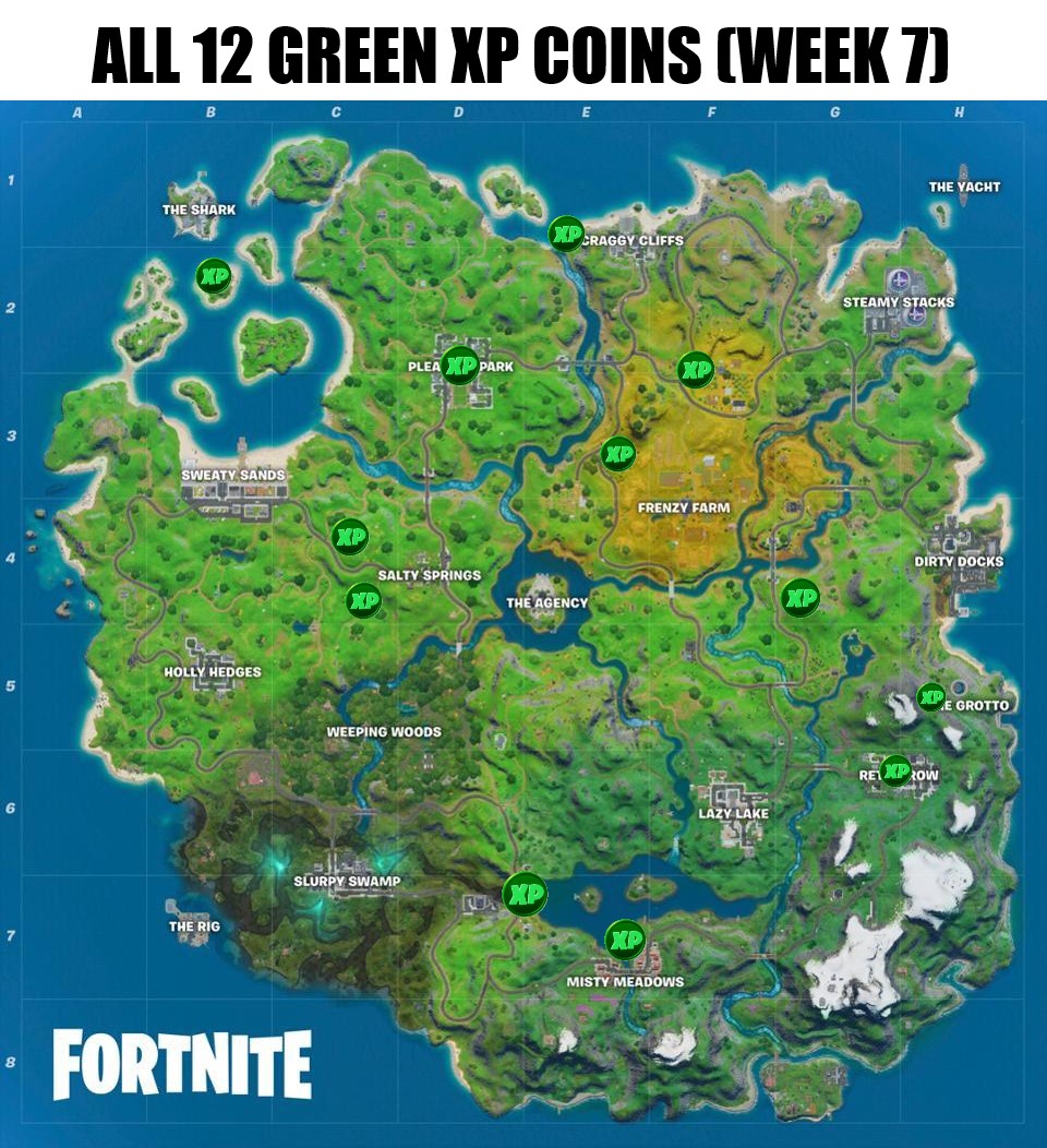 Green XP Locations for Week 7 Fortnite Chapter 2 Season 2 r/FortNiteBR