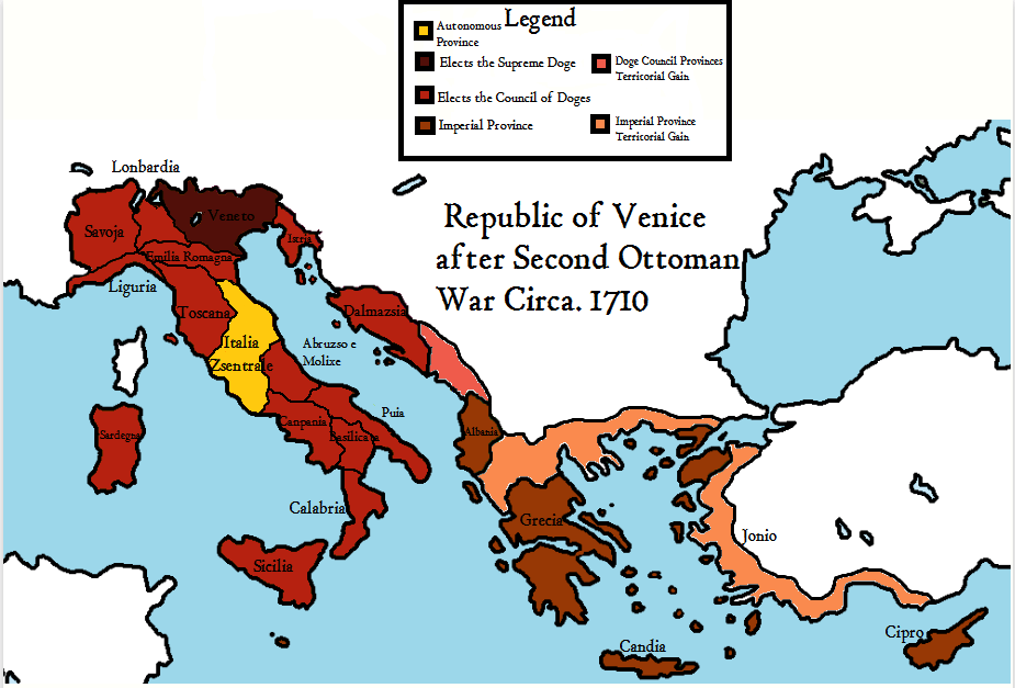 Republic of Venice following Second Ottoman War Circa. 1710 r