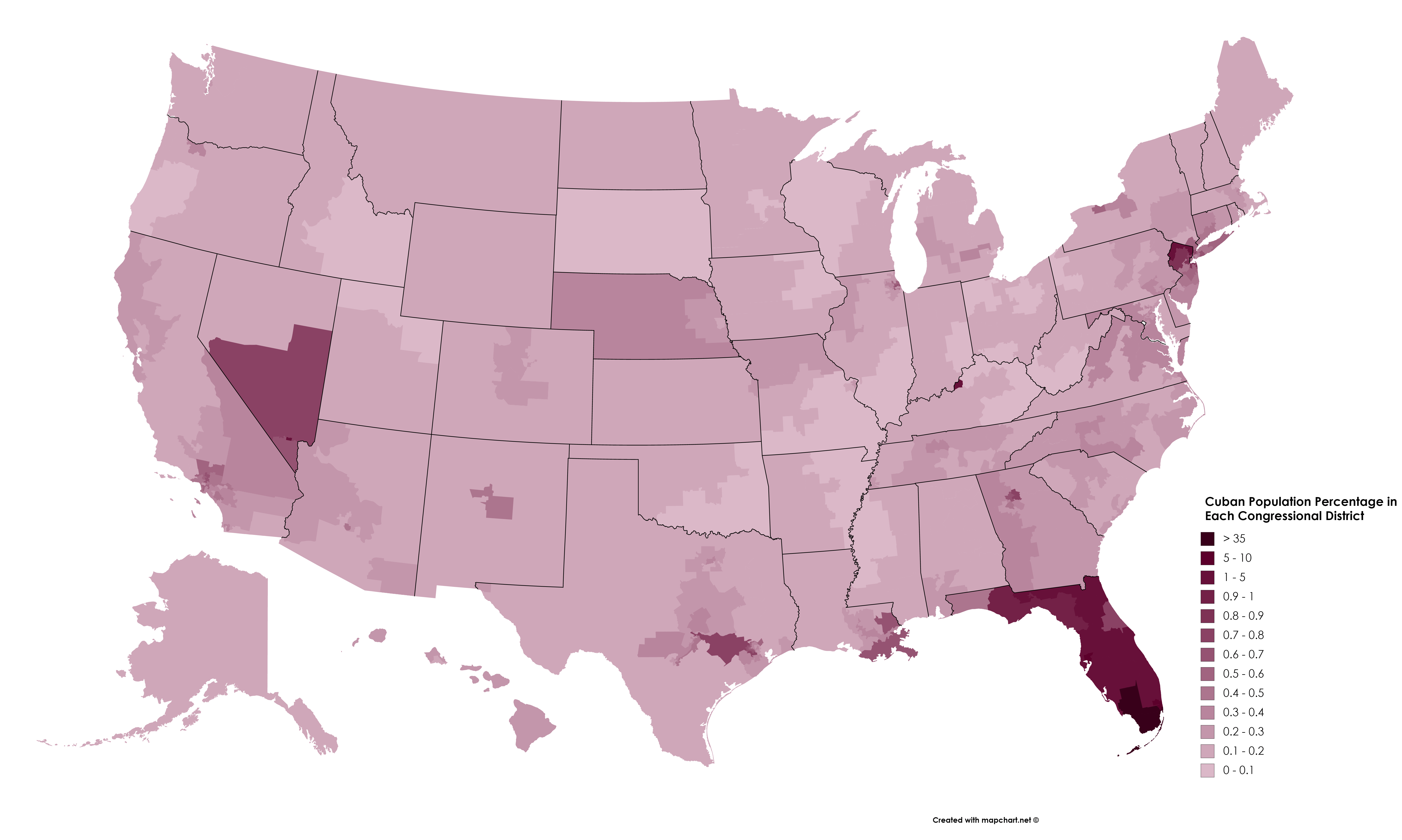 Percent of Population that are Cubans in Each Congressional District