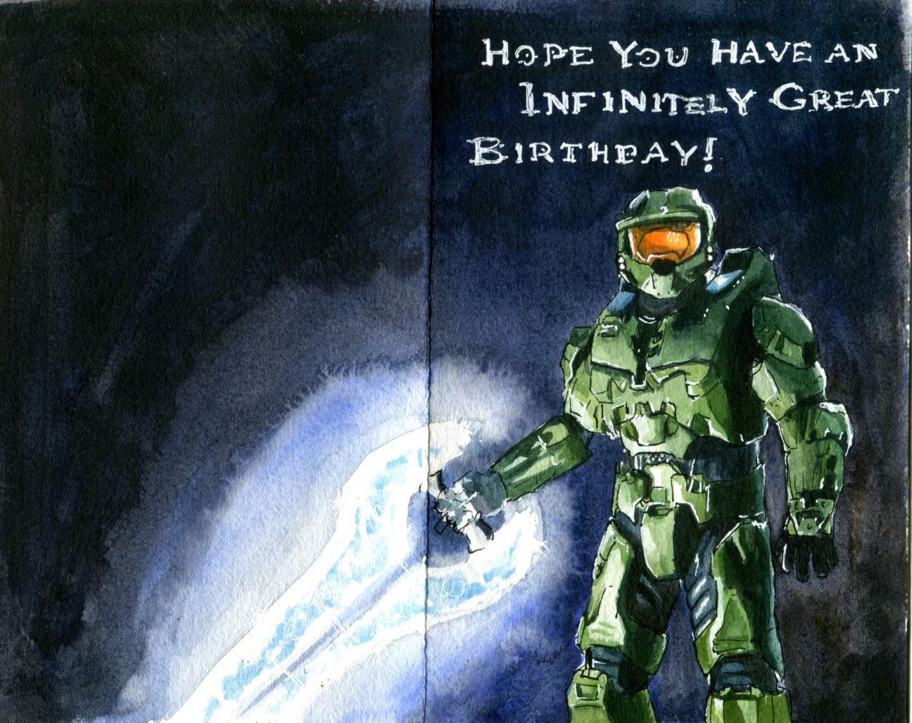 My girlfriend made me a birthday card! r/halo